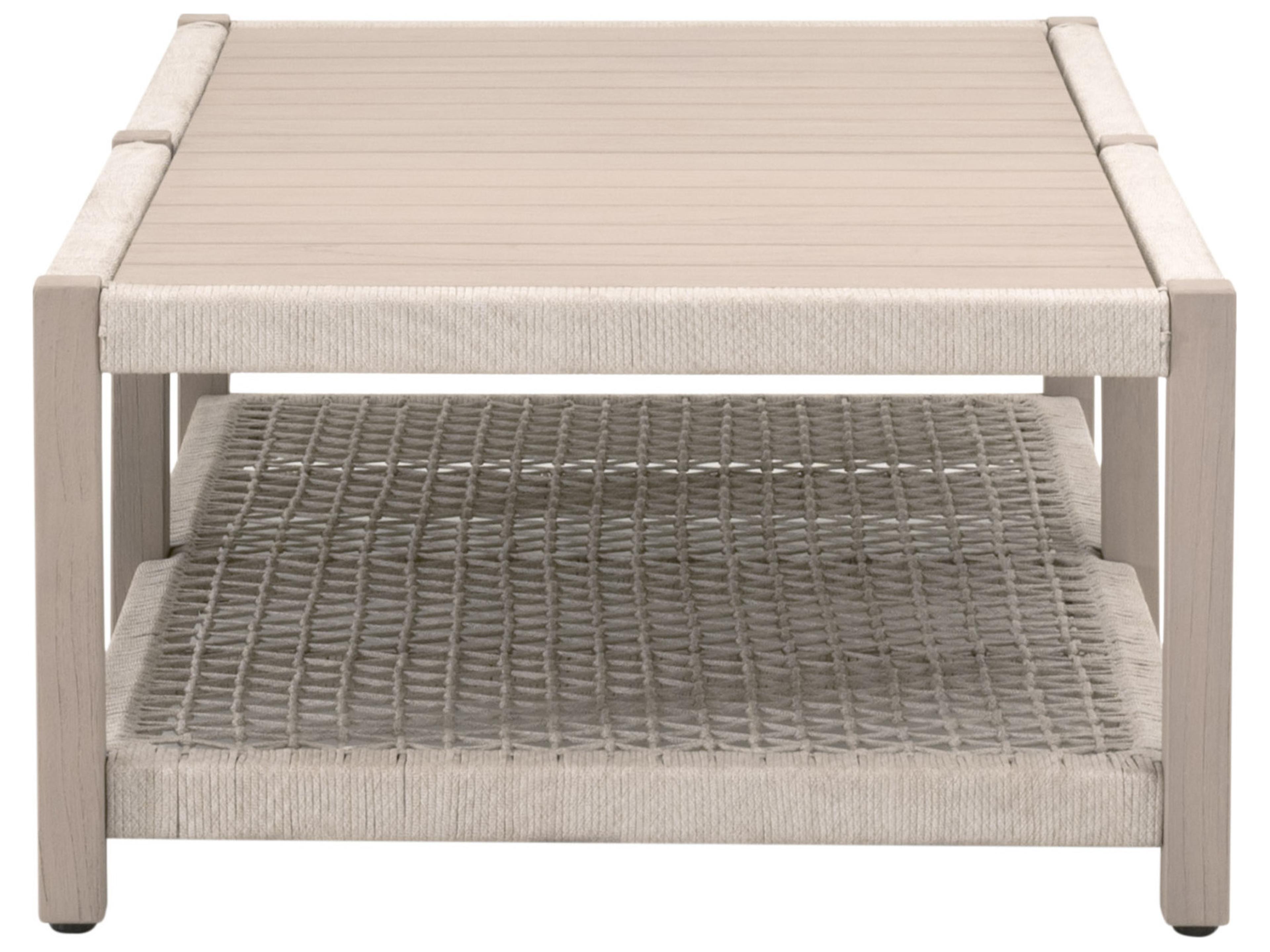 Essentials for Living Outdoor Woven - Outdoor Wrap Wood Rectangular Coffee Table