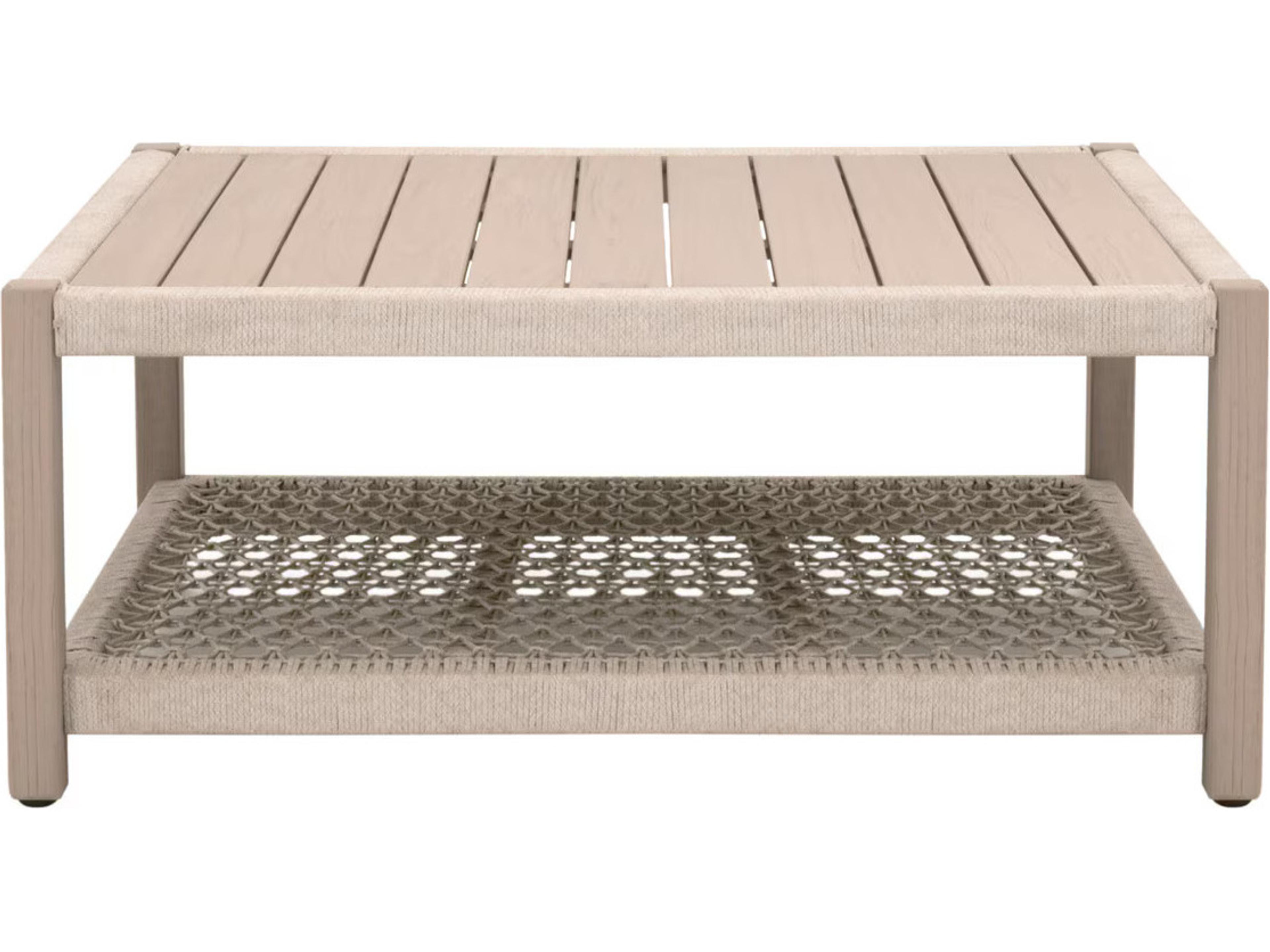 Woven - Outdoor Wrap Wood Rectangular Coffee Table