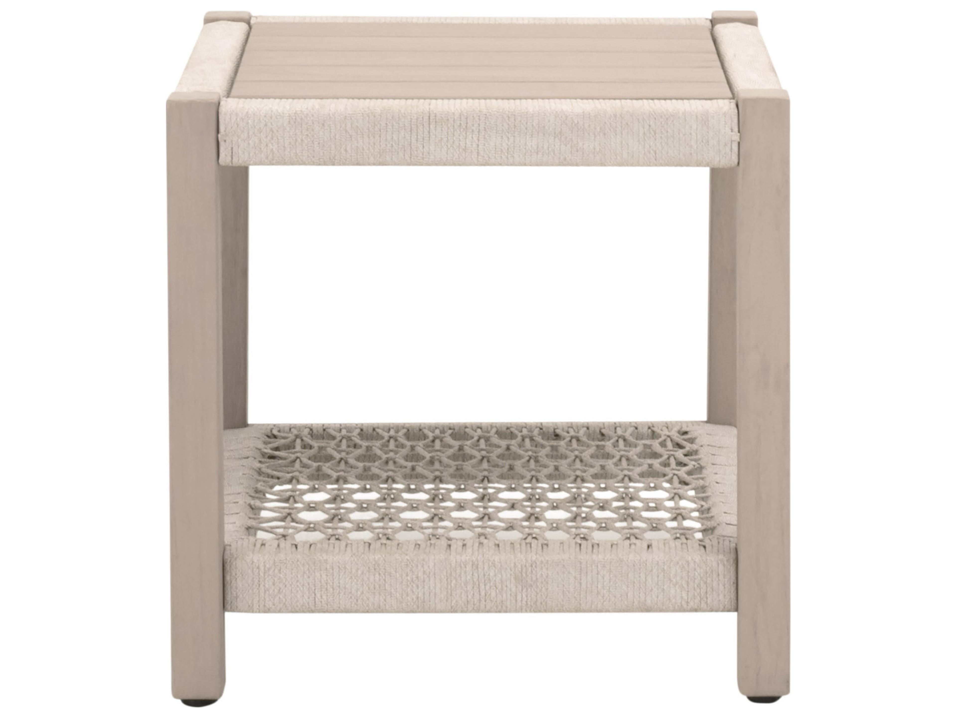 Essentials for Living Outdoor Woven - Outdoor Wrap Wood Square End Table