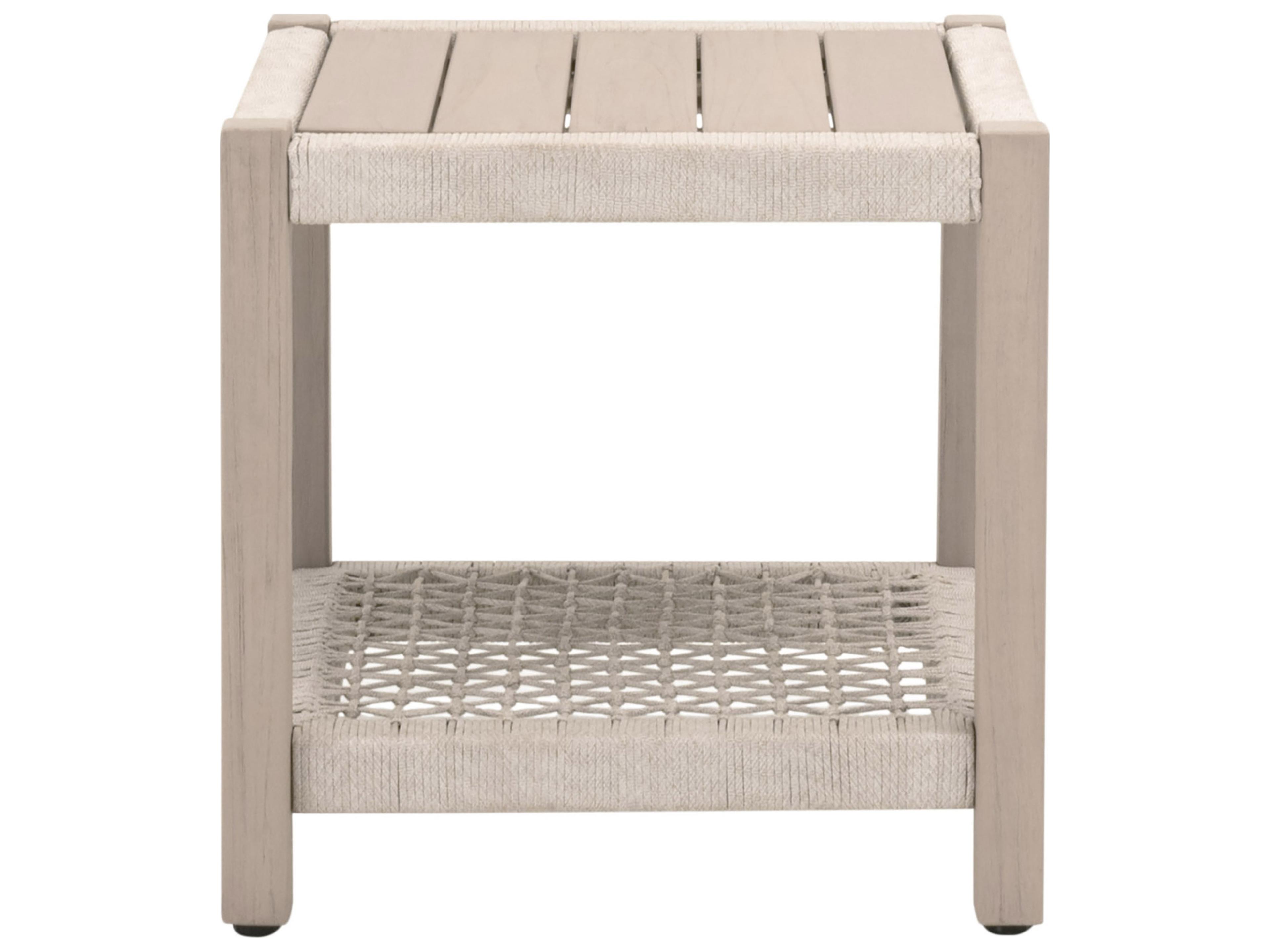 Essentials for Living Outdoor Woven - Outdoor Wrap Wood Square End Table