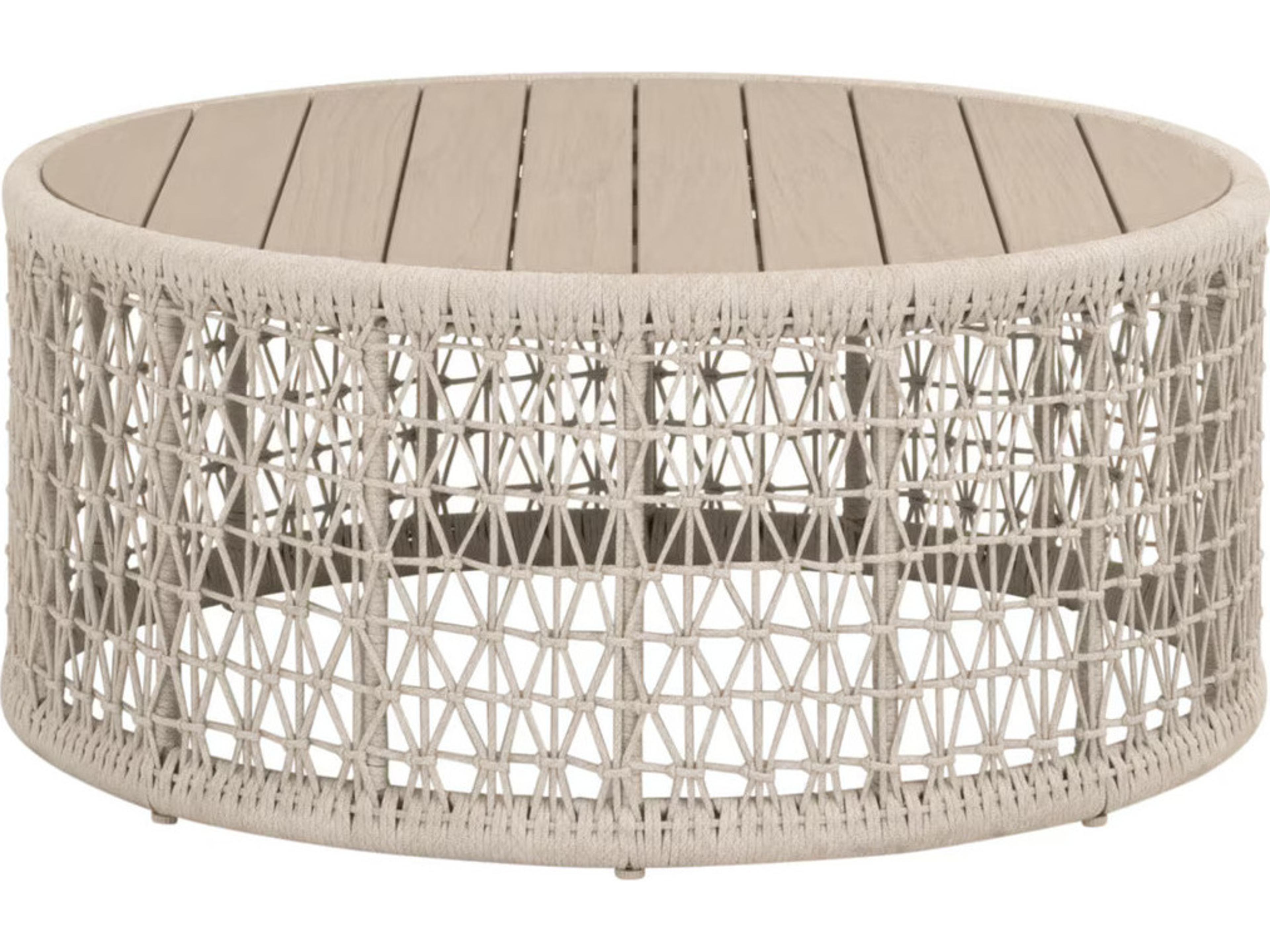 Woven - Outdoor Knit Wood Round Coffee Table