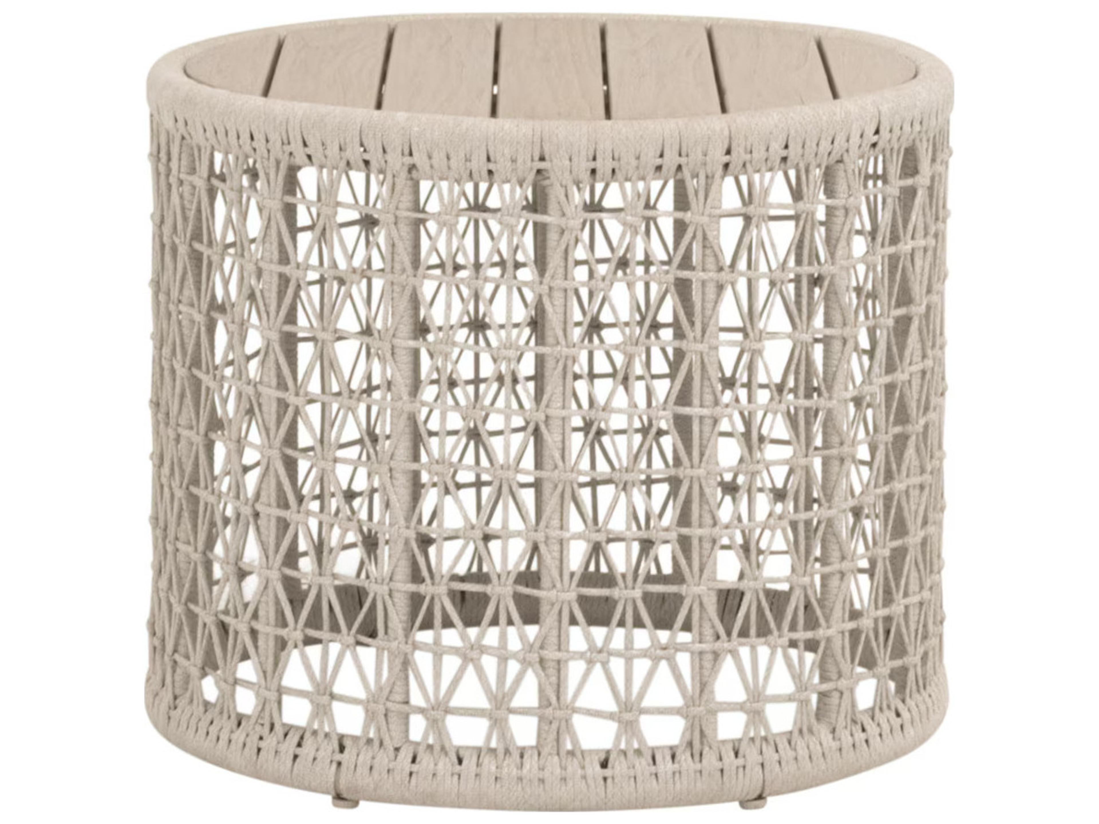 Woven - Outdoor Knit Wood Round End Table
