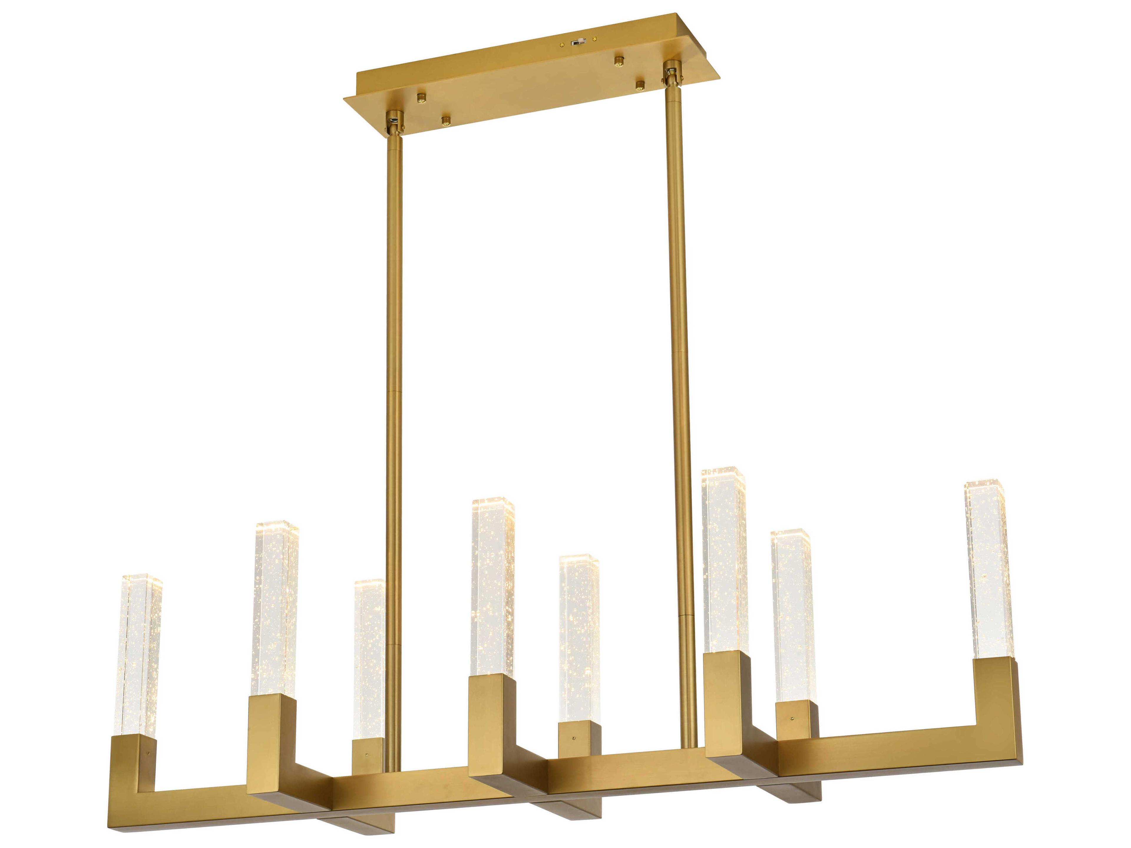 Elegant Lighting Noemi 8-Light Satin Gold Linear Island Pendant