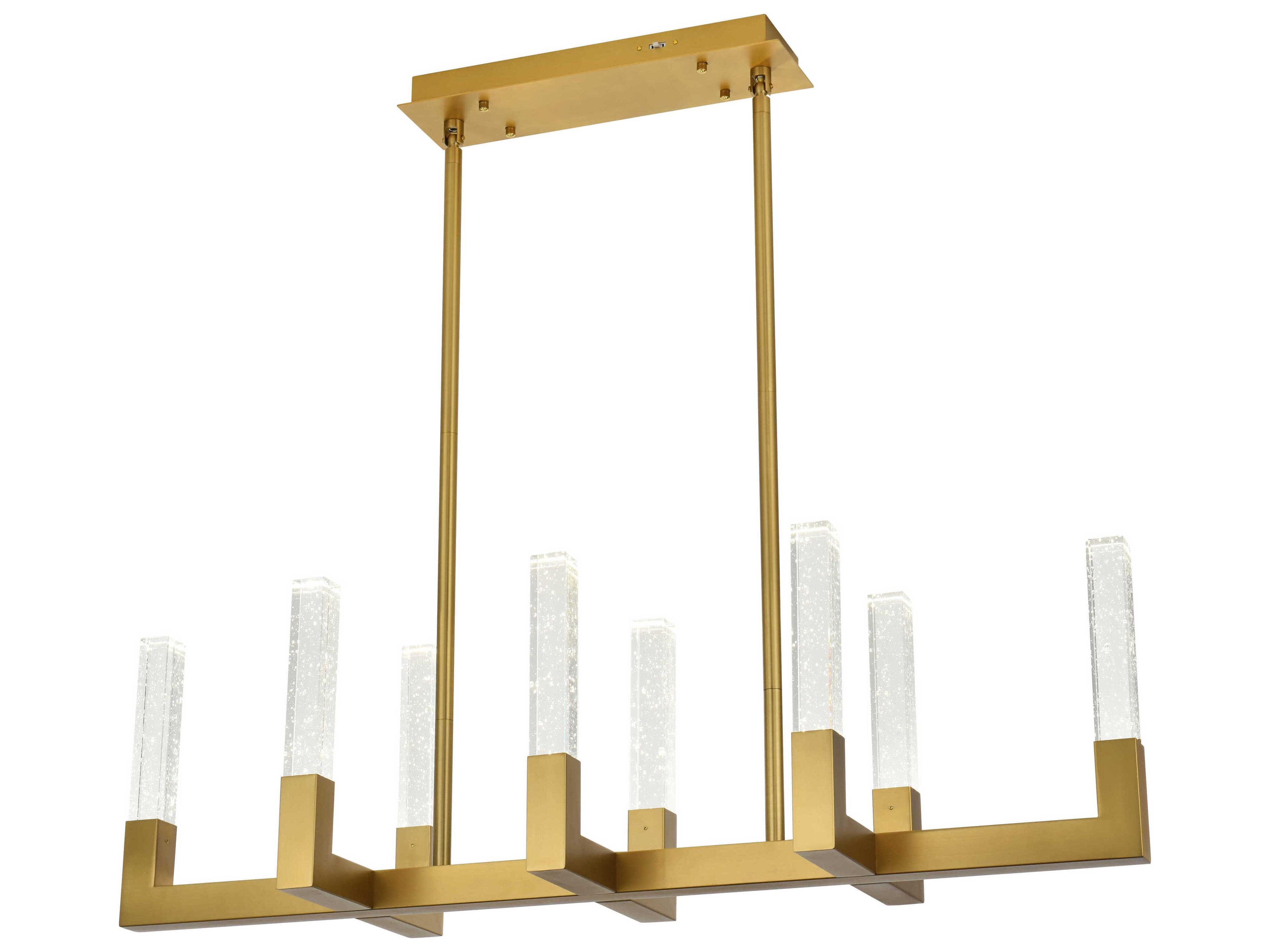 Elegant Lighting Noemi 8-Light Satin Gold Linear Island Pendant