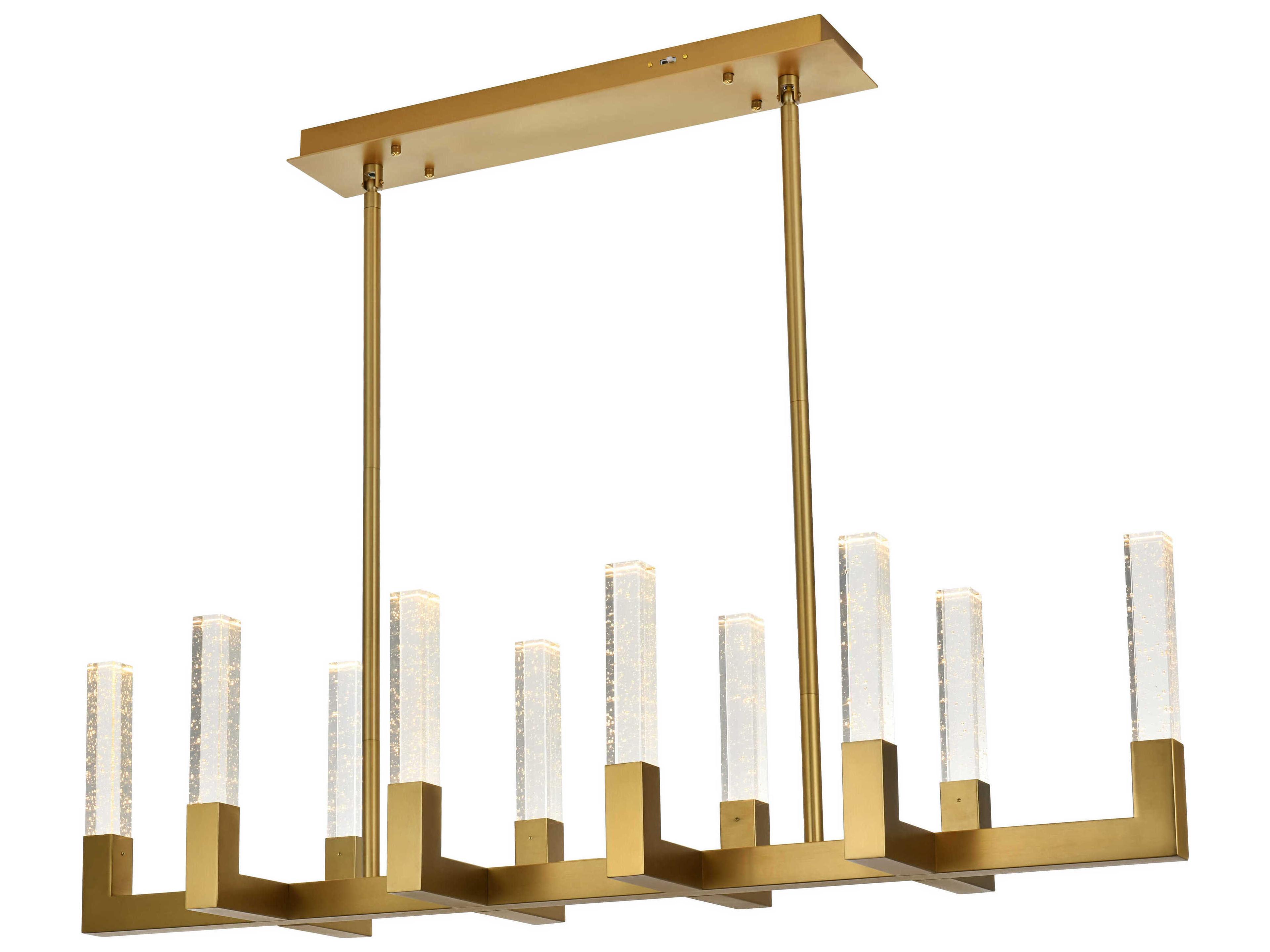 Elegant Lighting Noemi 10-Light Satin Gold Linear Island Pendant