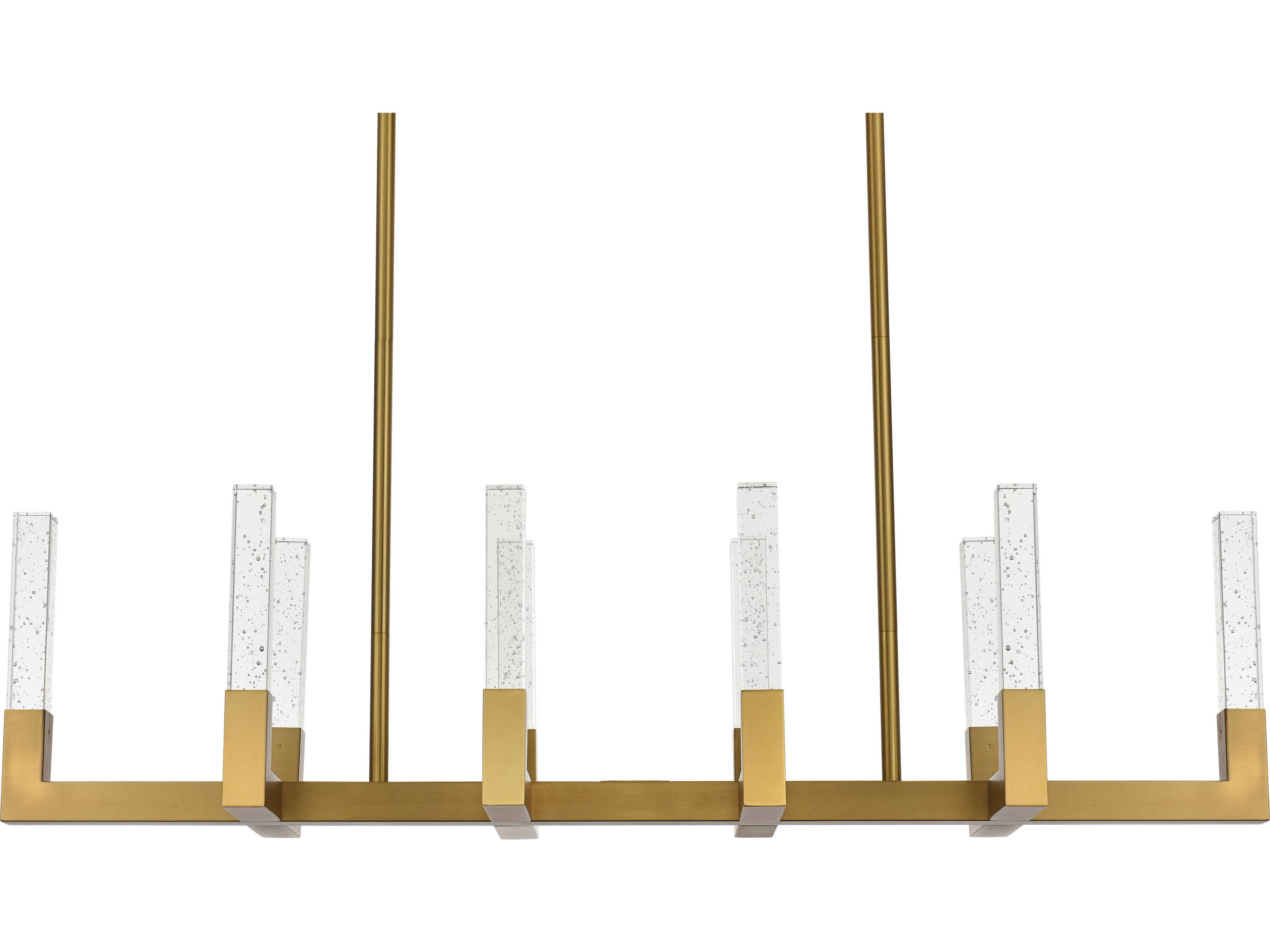 Elegant Lighting Noemi 10-Light Satin Gold Linear Island Pendant