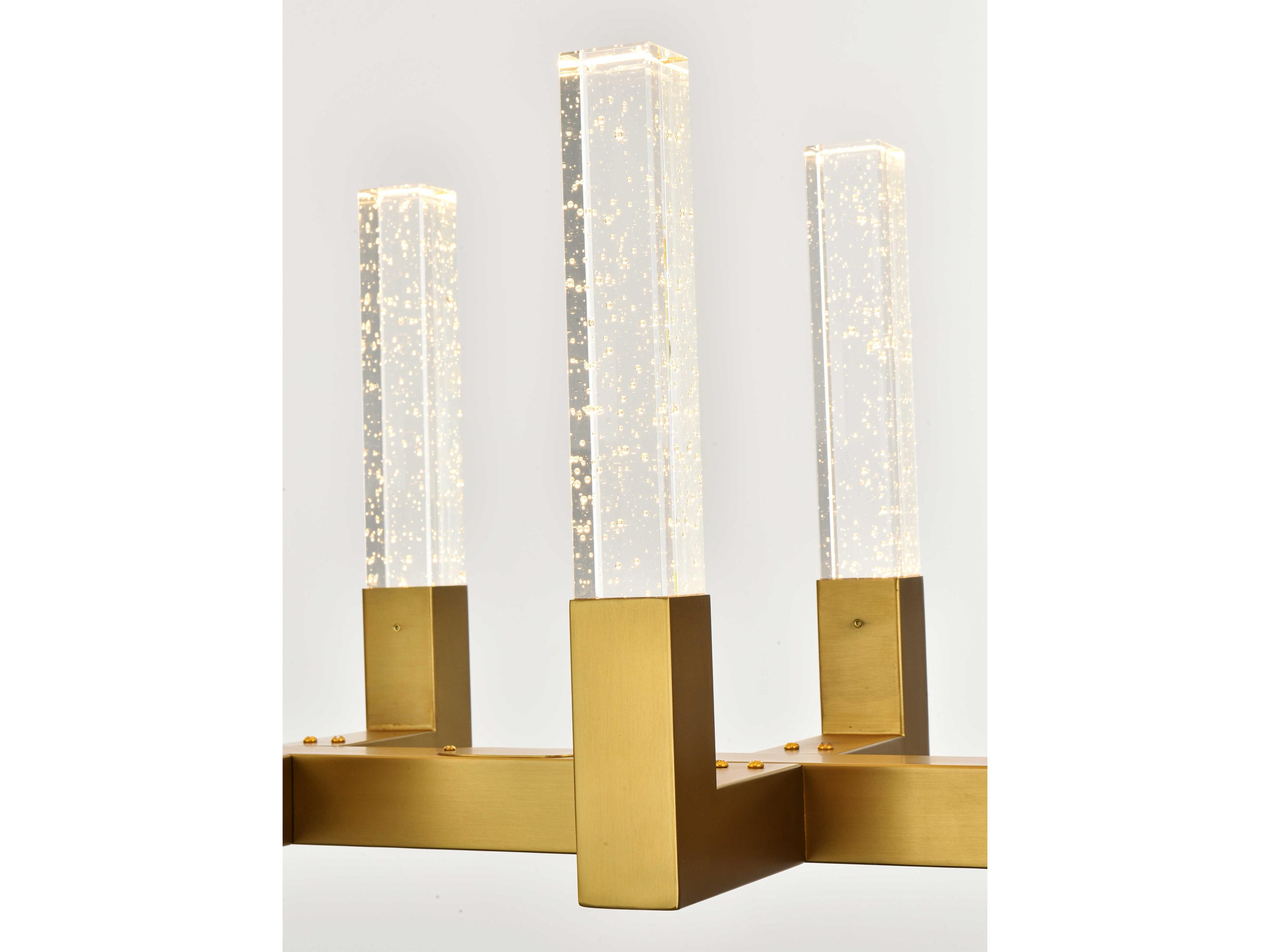 Elegant Lighting Noemi 10-Light Satin Gold Linear Island Pendant