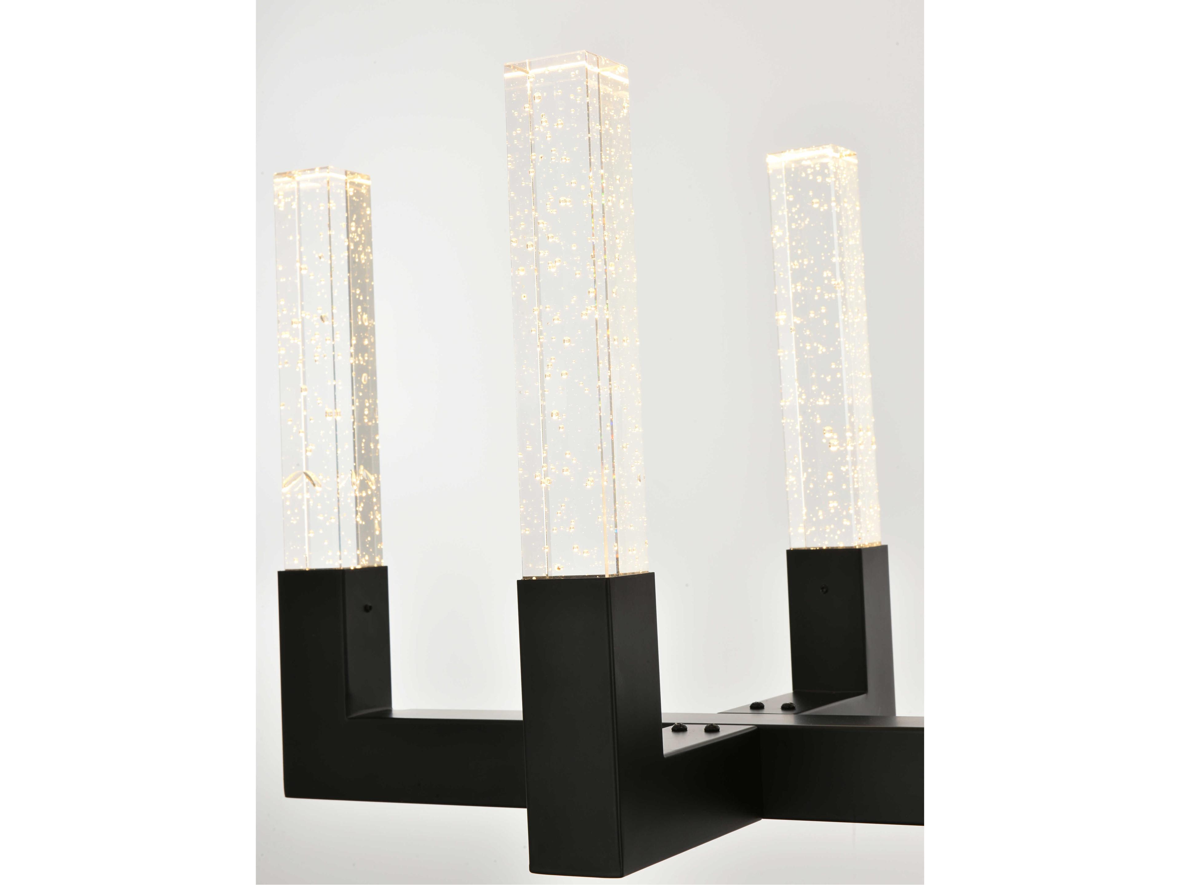 Elegant Lighting Noemi 12-Light Black Linear Island Pendant