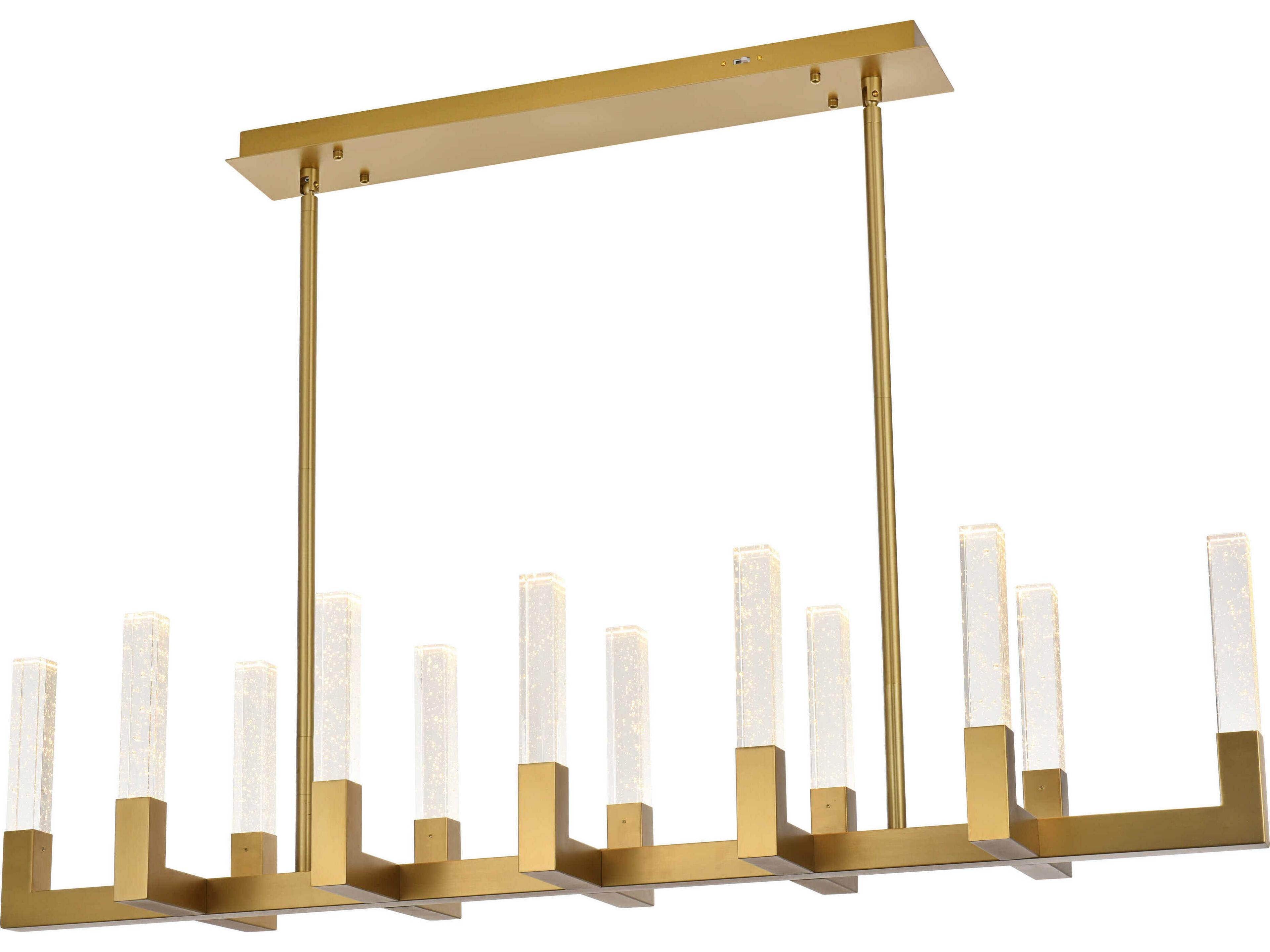 Elegant Lighting Noemi 12-Light Satin Gold Linear Island Pendant