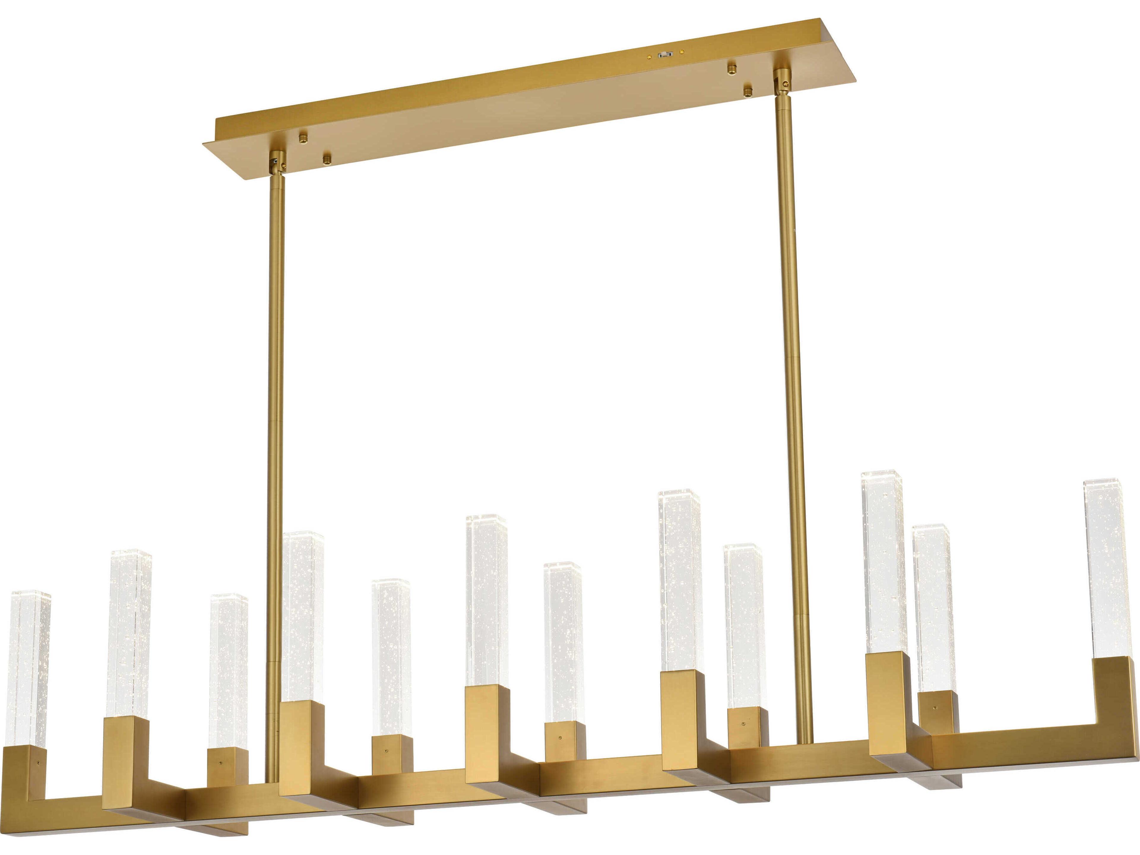 Elegant Lighting Noemi 12-Light Satin Gold Linear Island Pendant