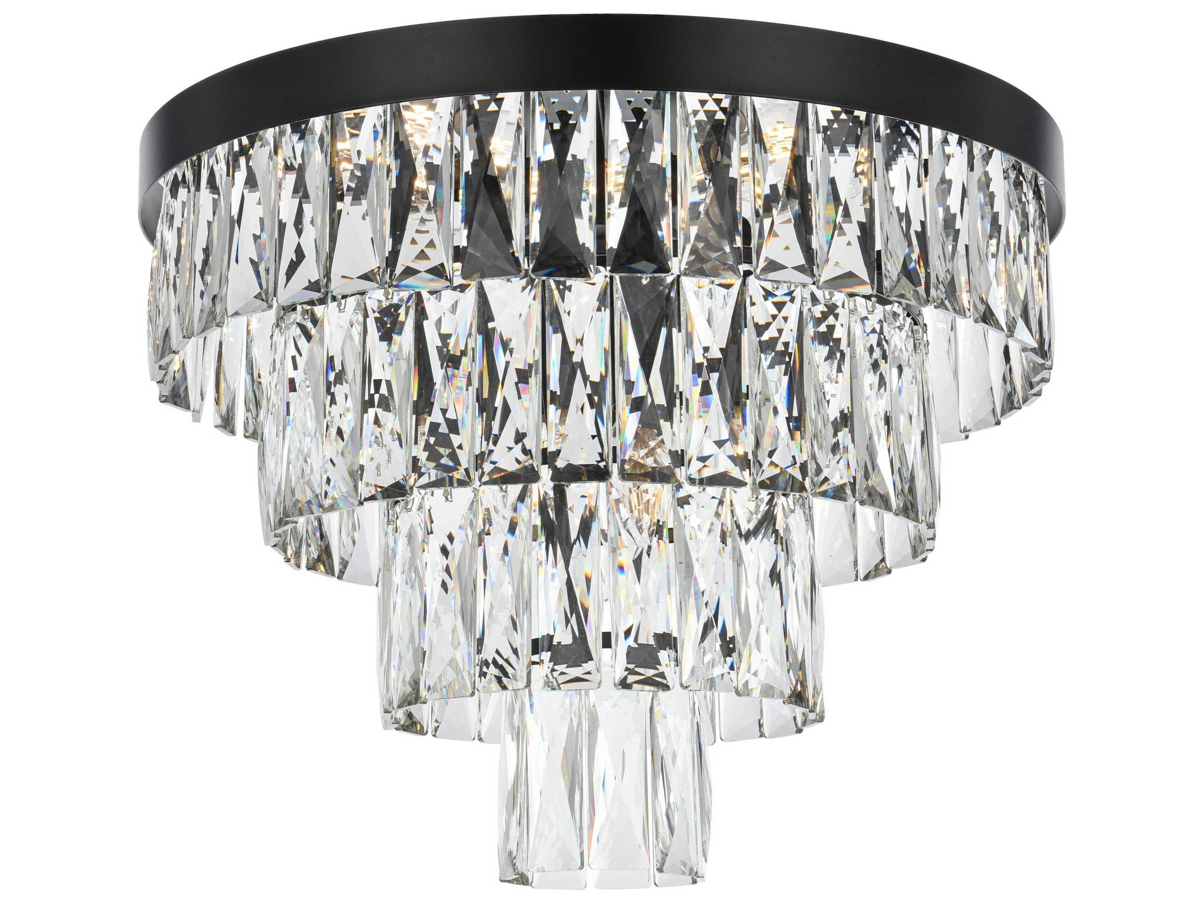 Elegant Lighting Josephine 6-Light Black Tiered Flush Mount