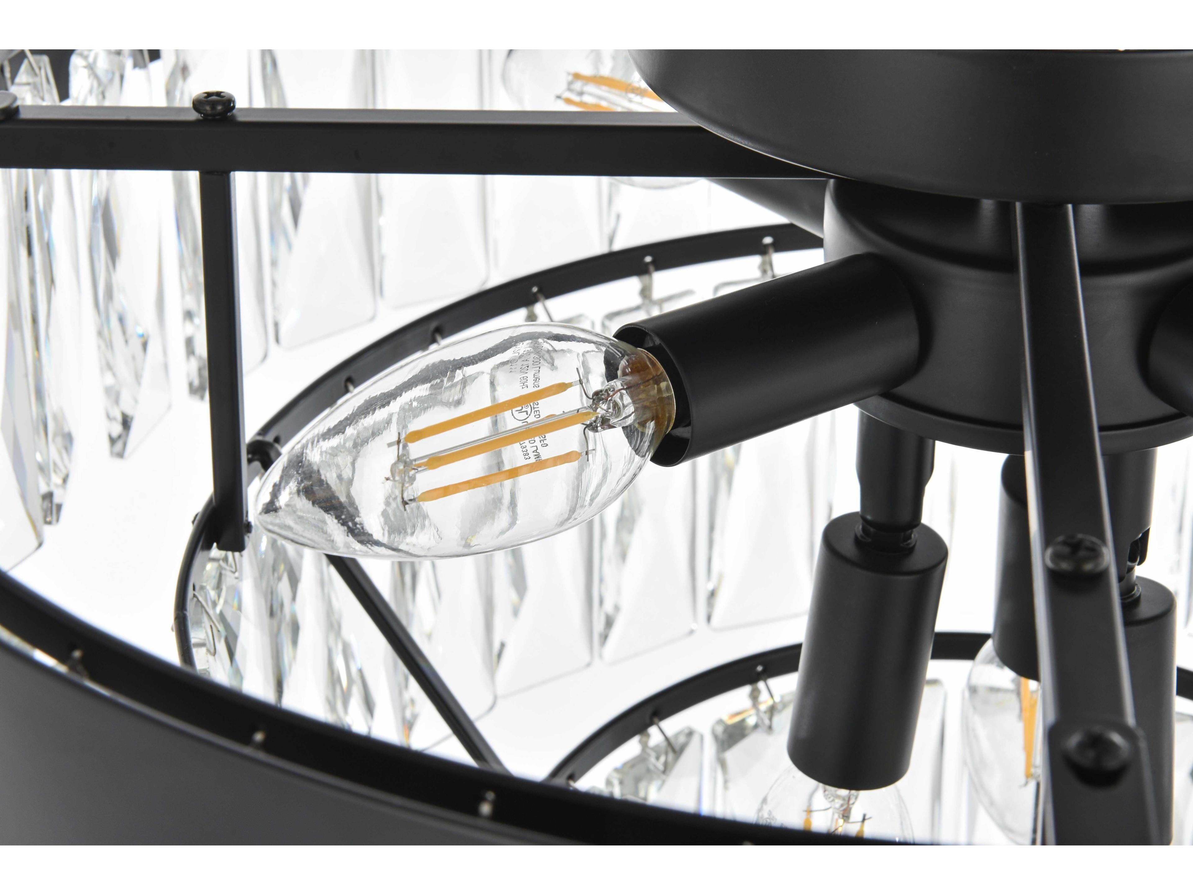 Elegant Lighting Josephine 6-Light Black Tiered Flush Mount