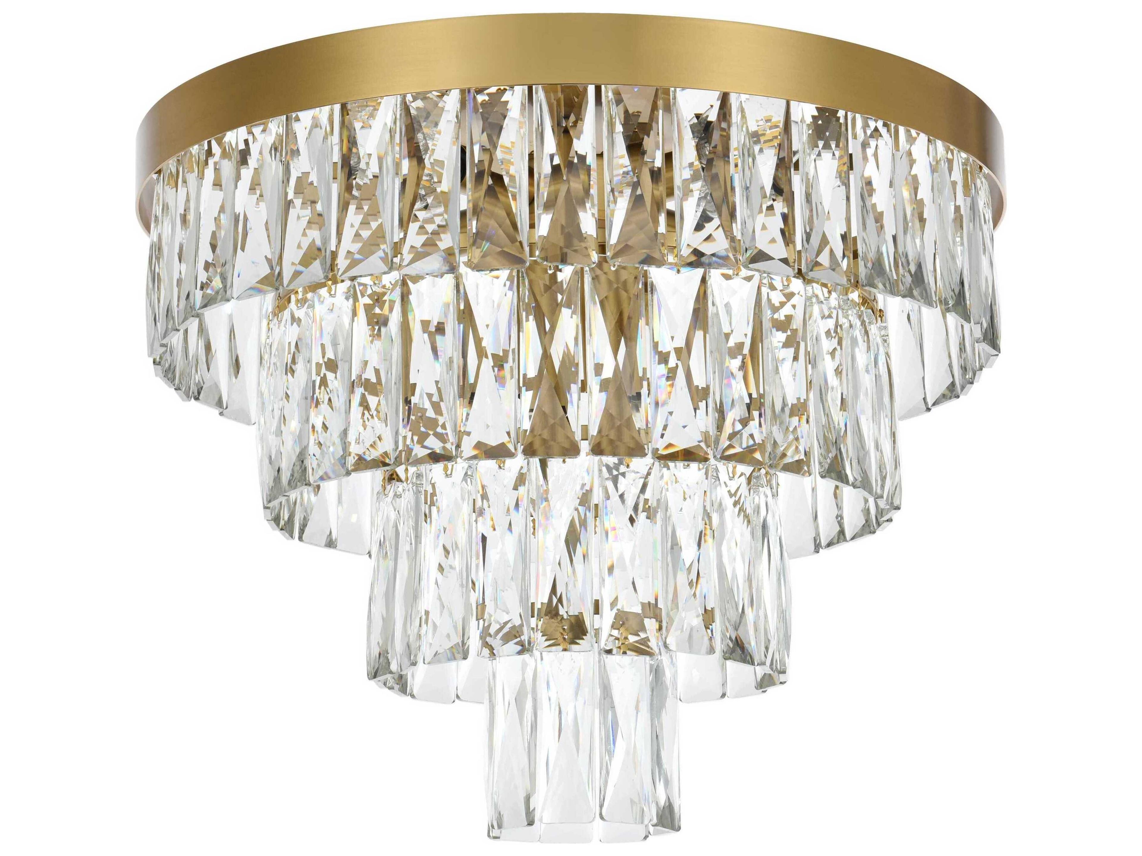 Elegant Lighting Josephine 6-Light Satin Gold Tiered Flush Mount