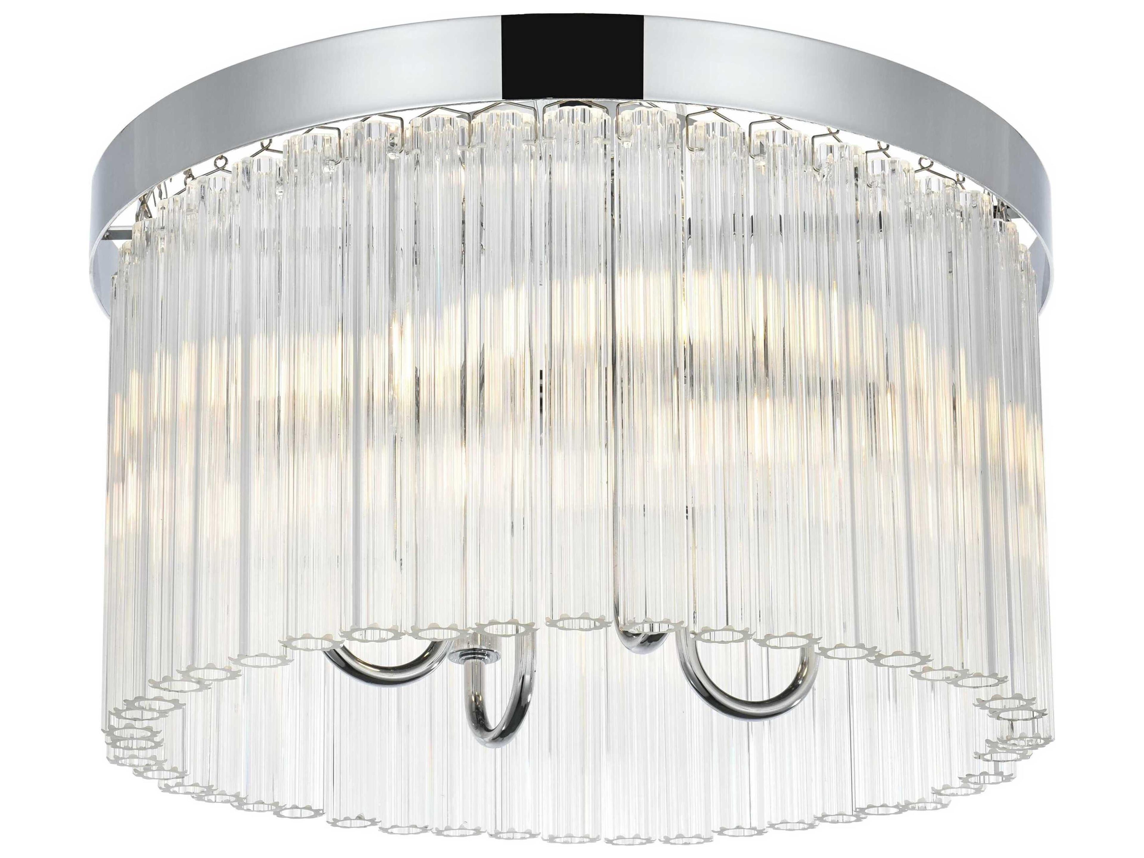 Elegant Lighting Harlow 4-Light Chrome Drum Flush Mount