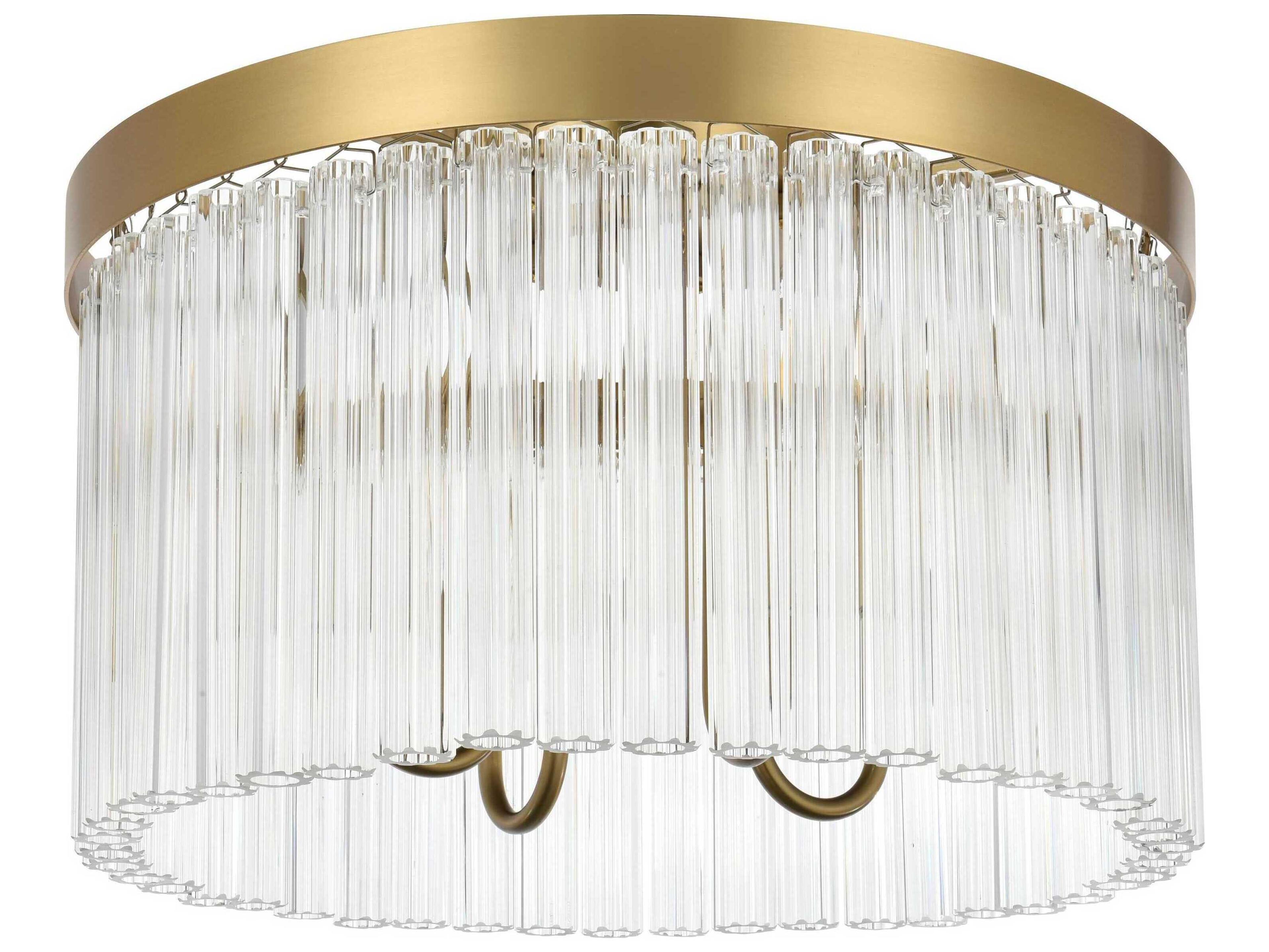 Elegant Lighting Harlow 4-Light Satin Gold Drum Flush Mount