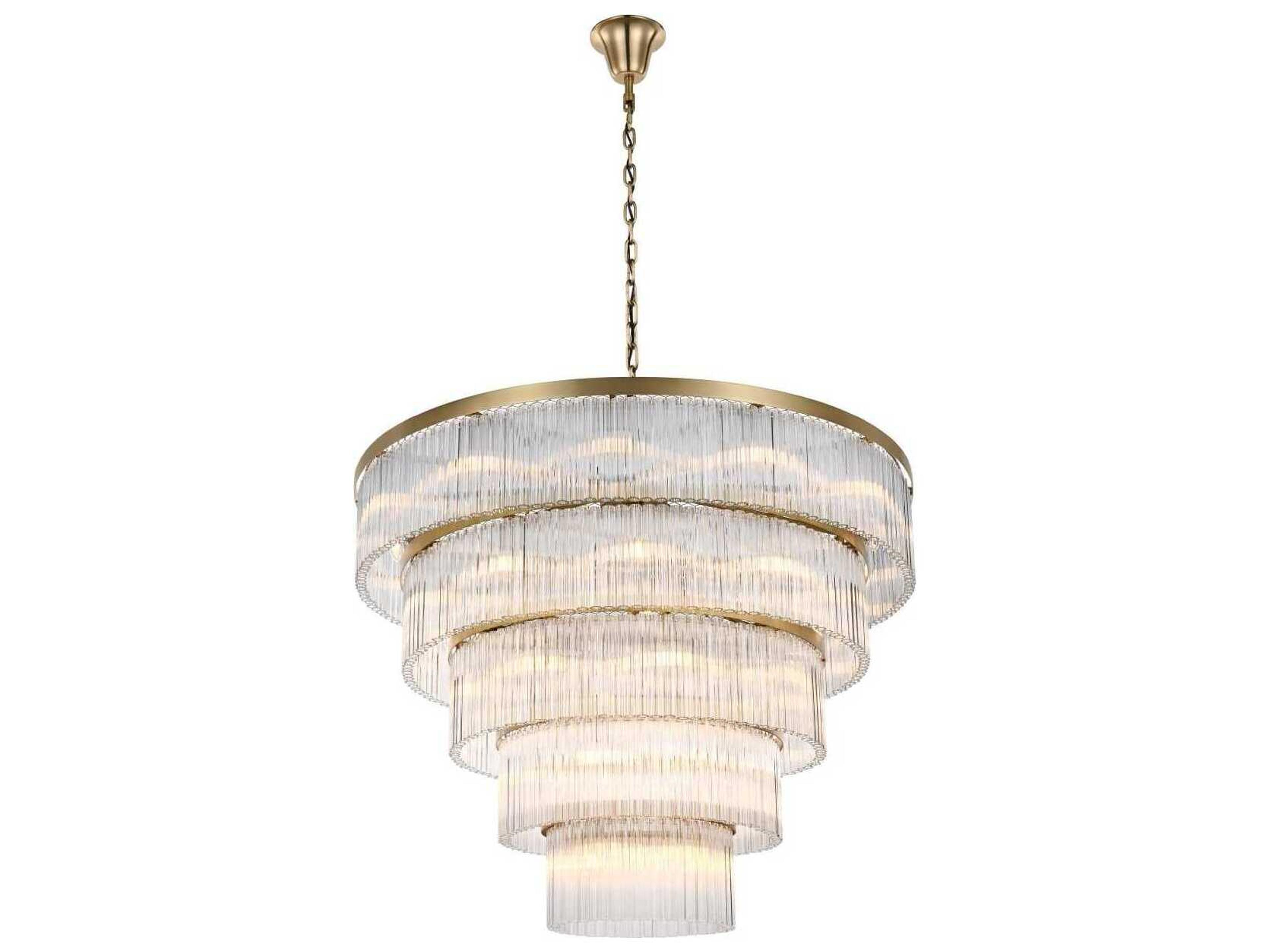 Harlow 40-Light Satin Gold Tiered Chandelier