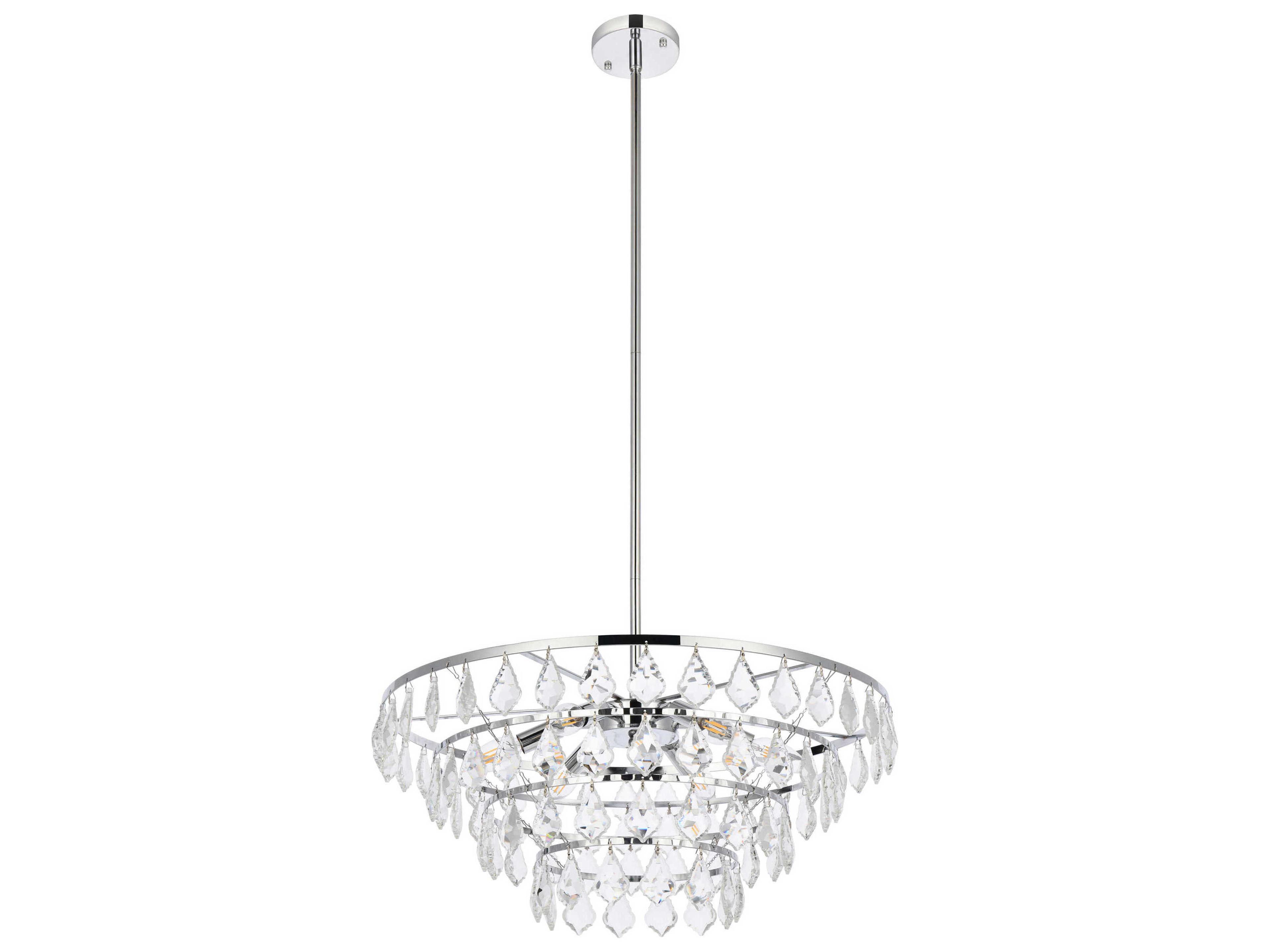 Elegant Lighting Ella 6-Light Chrome Crystal Pendant