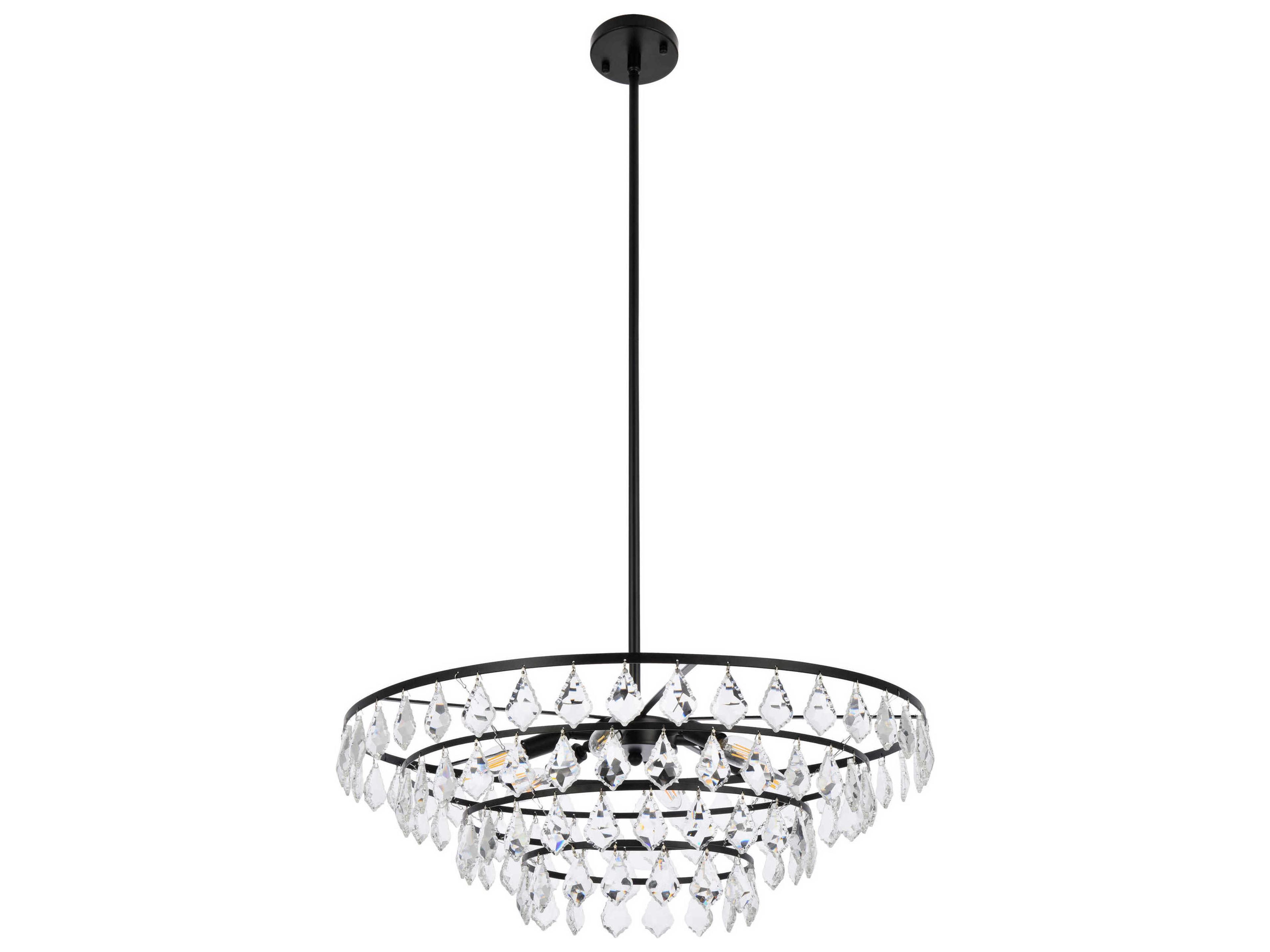 Elegant Lighting Ella 6-Light Black Crystal Pendant