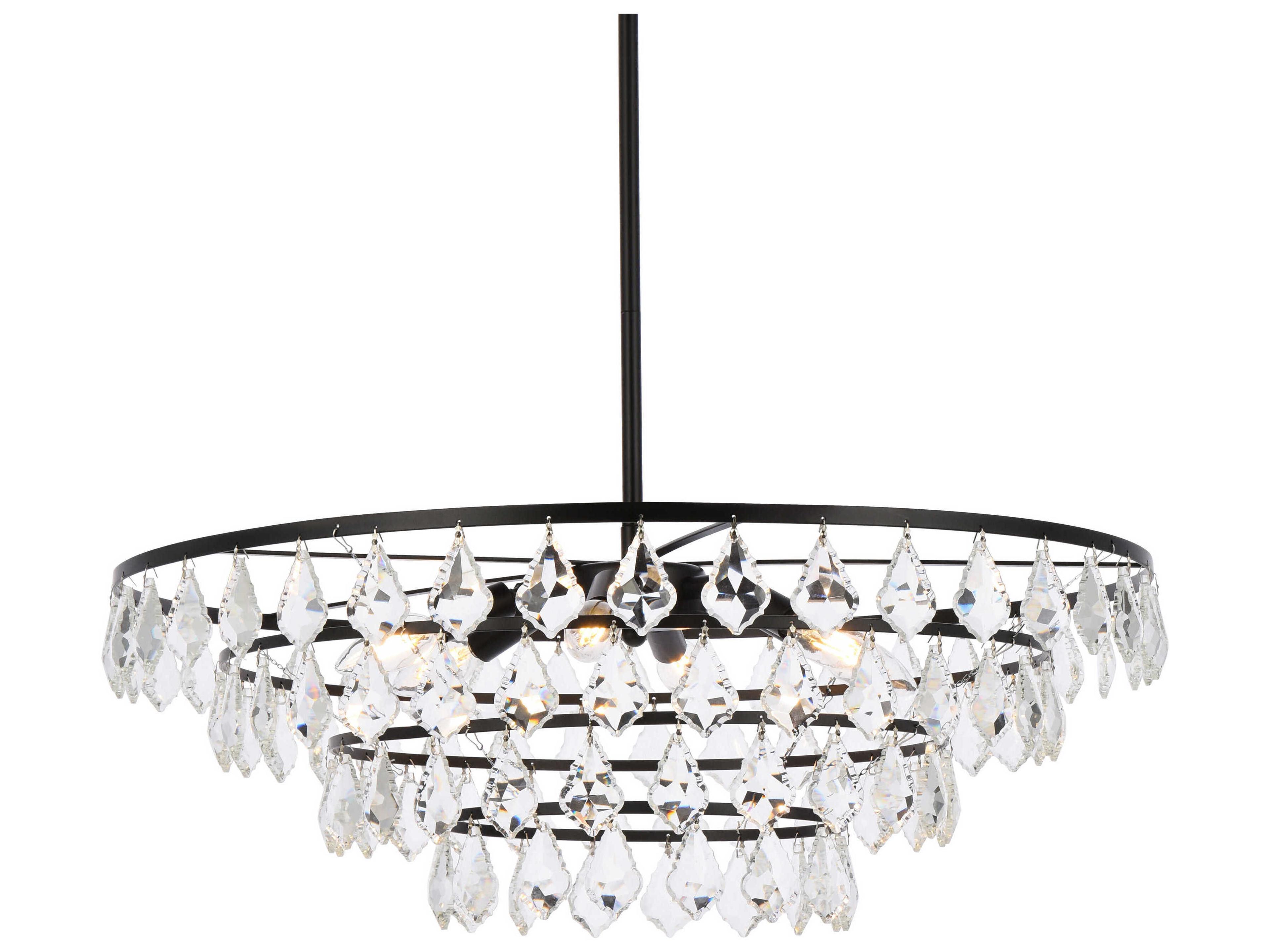 Elegant Lighting Ella 6-Light Black Crystal Pendant