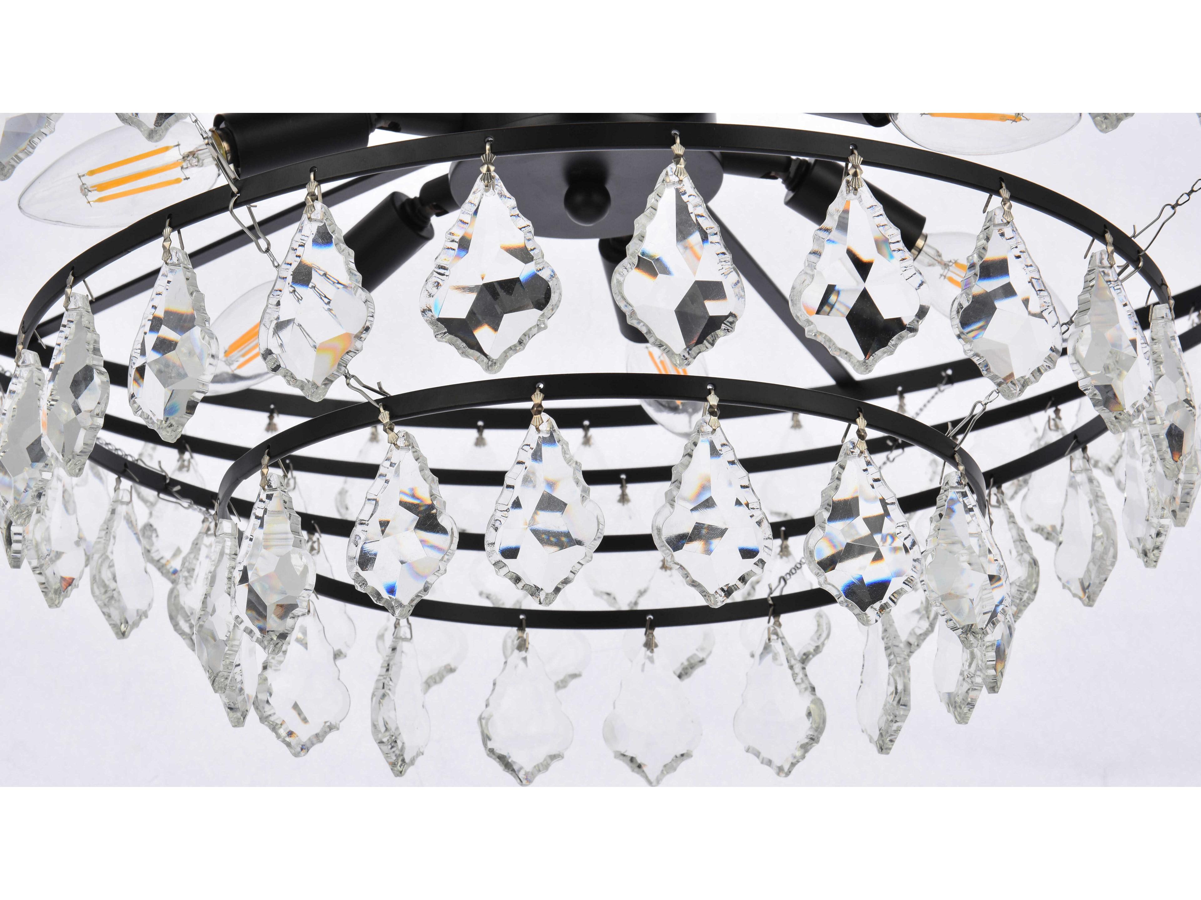 Elegant Lighting Ella 6-Light Black Crystal Pendant