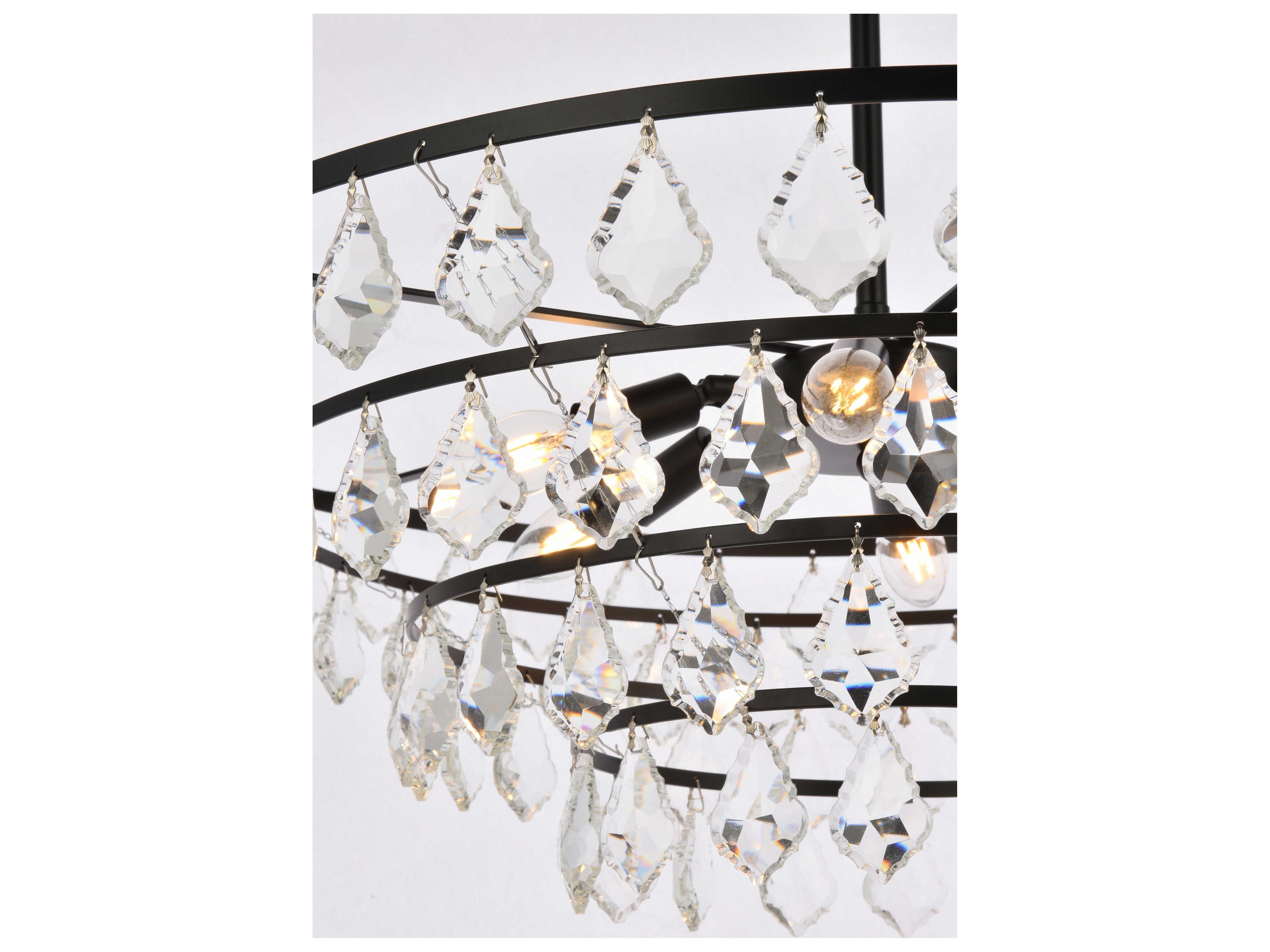 Elegant Lighting Ella 6-Light Black Crystal Pendant