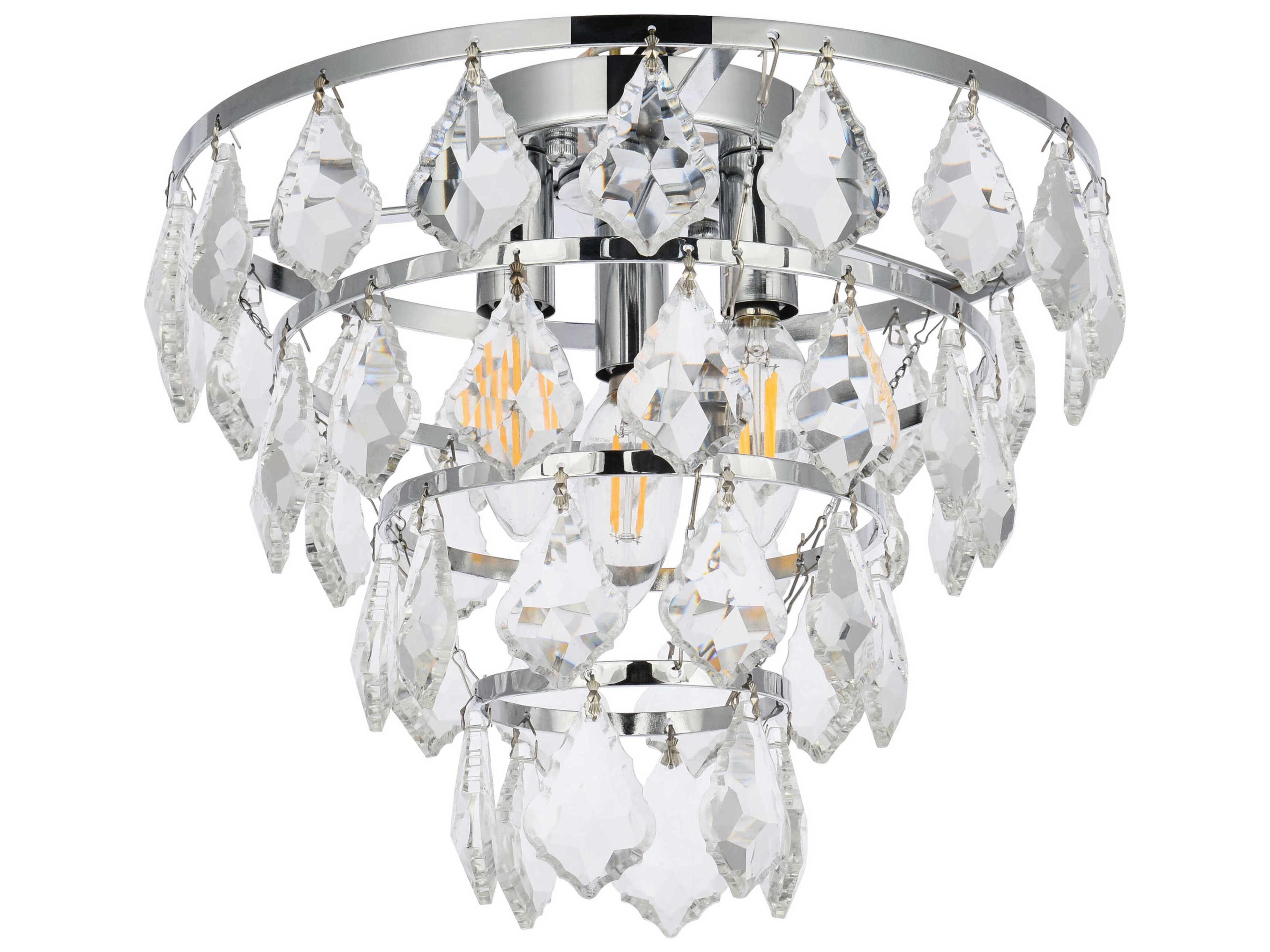 Elegant Lighting Ella 3-Light Chrome Crystal Flush Mount