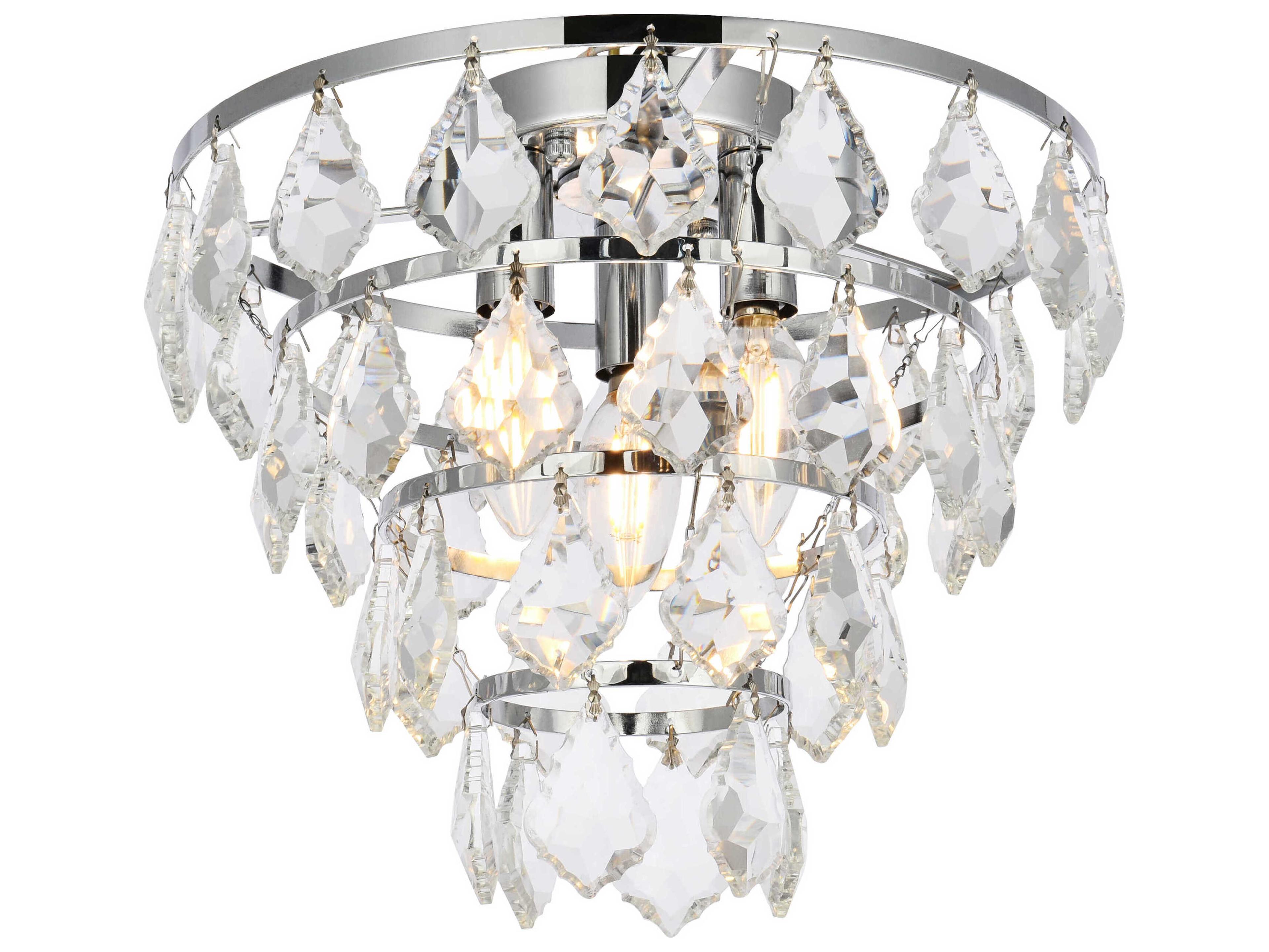 Elegant Lighting Ella 3-Light Chrome Crystal Flush Mount