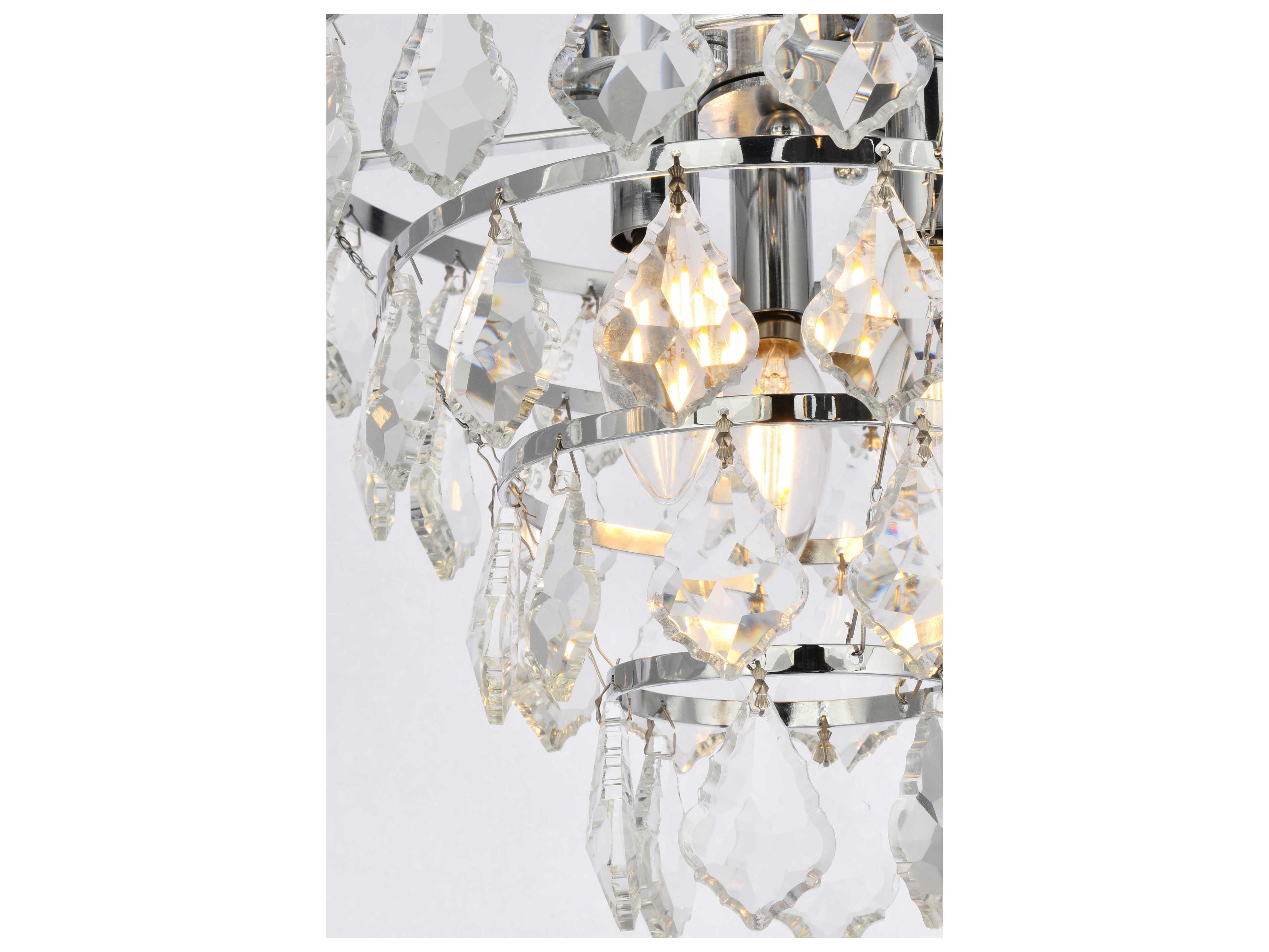 Elegant Lighting Ella 3-Light Chrome Crystal Flush Mount