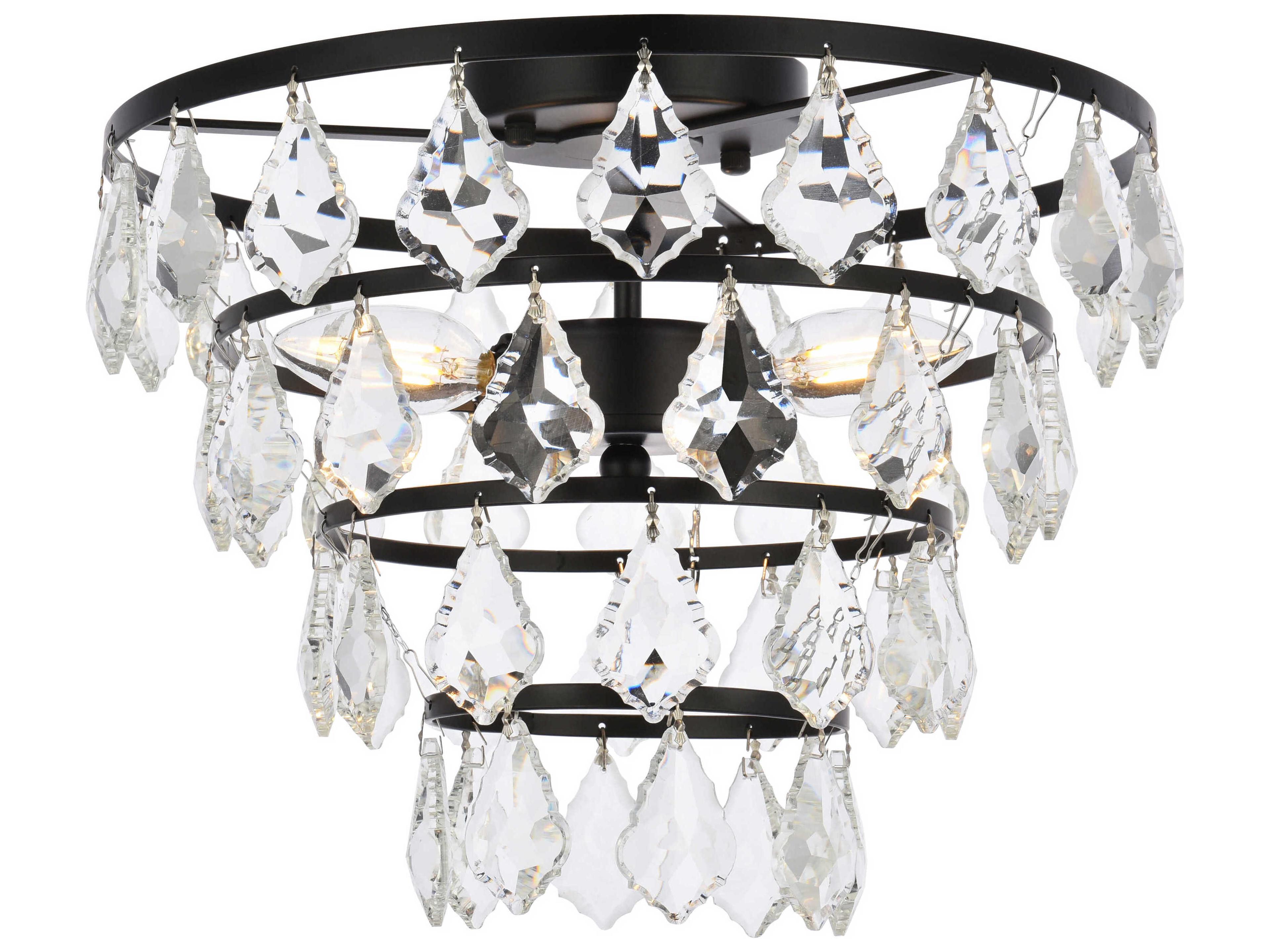 Ella 3-Light Black Crystal Flush Mount