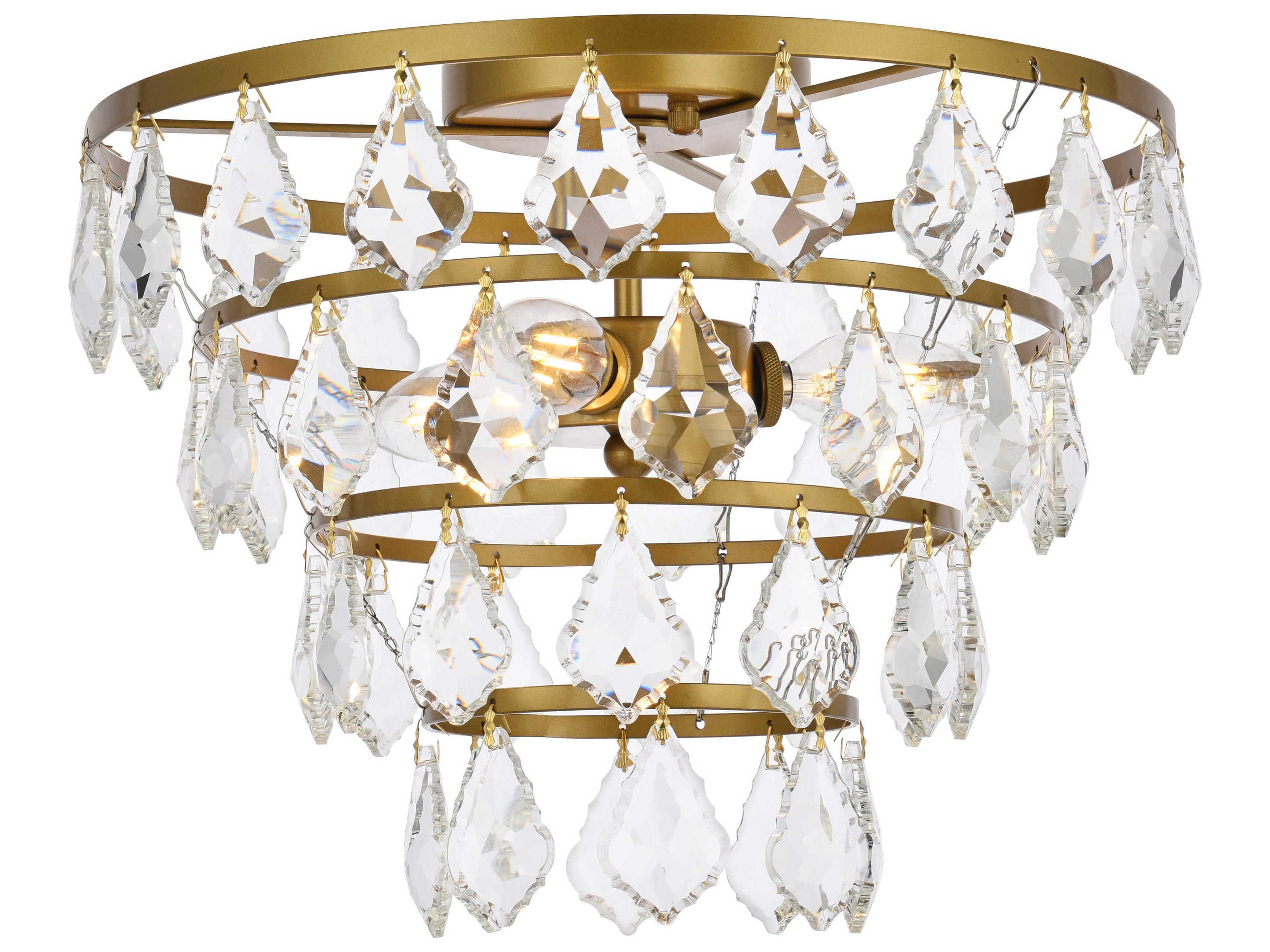 Ella 3-Light Brass Crystal Flush Mount