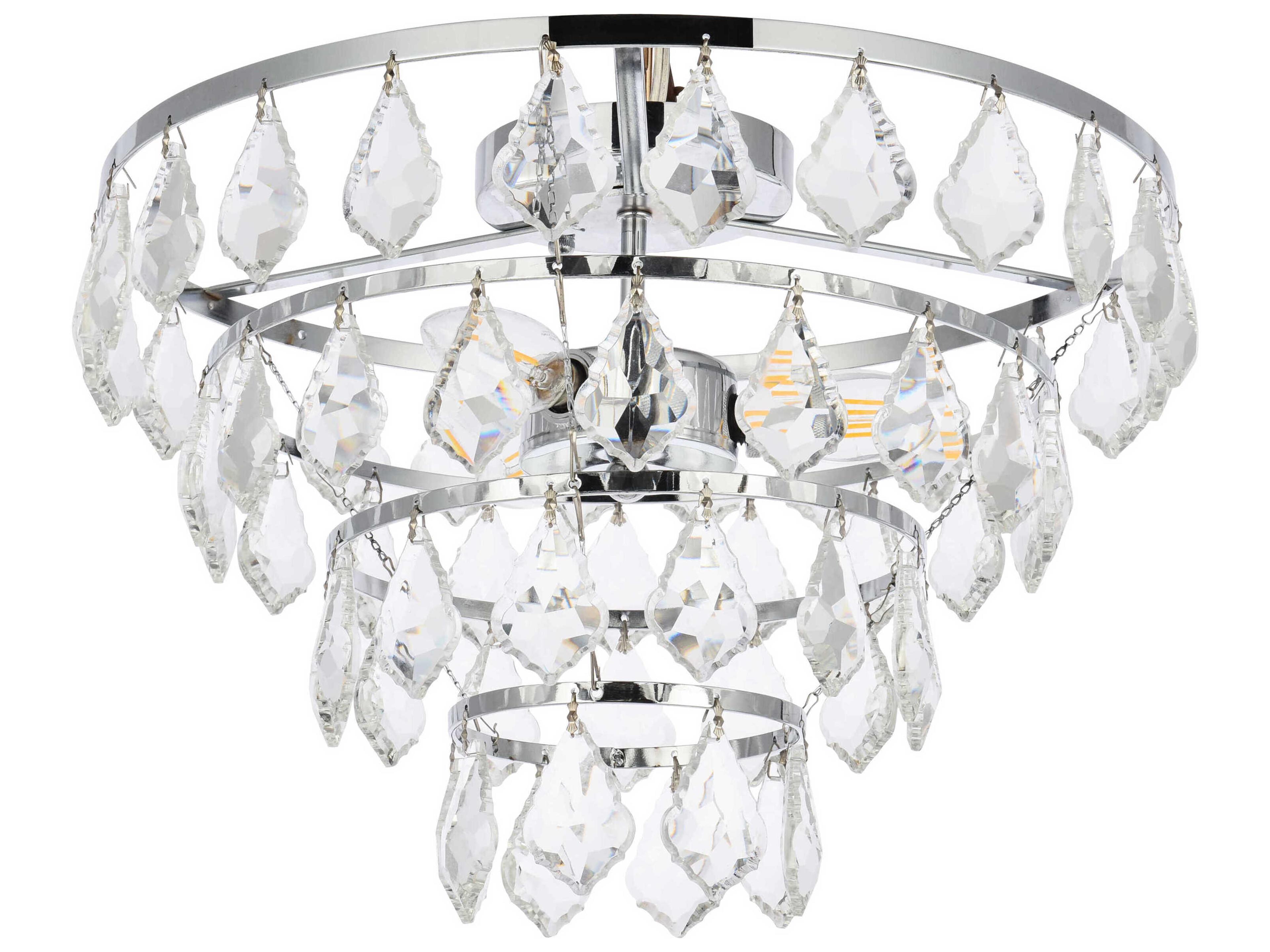 Elegant Lighting Ella 3-Light Chrome Crystal Flush Mount