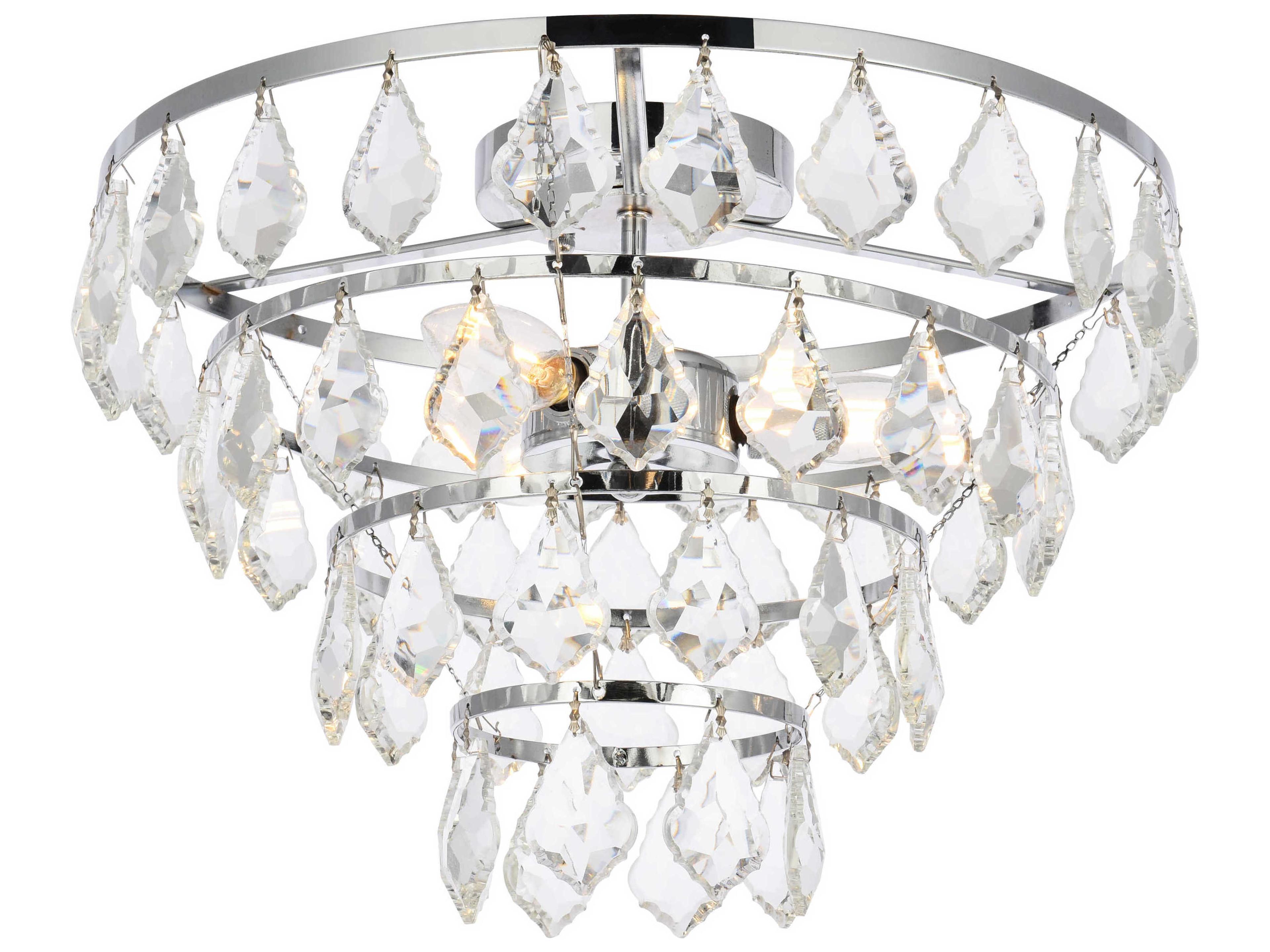Elegant Lighting Ella 3-Light Chrome Crystal Flush Mount