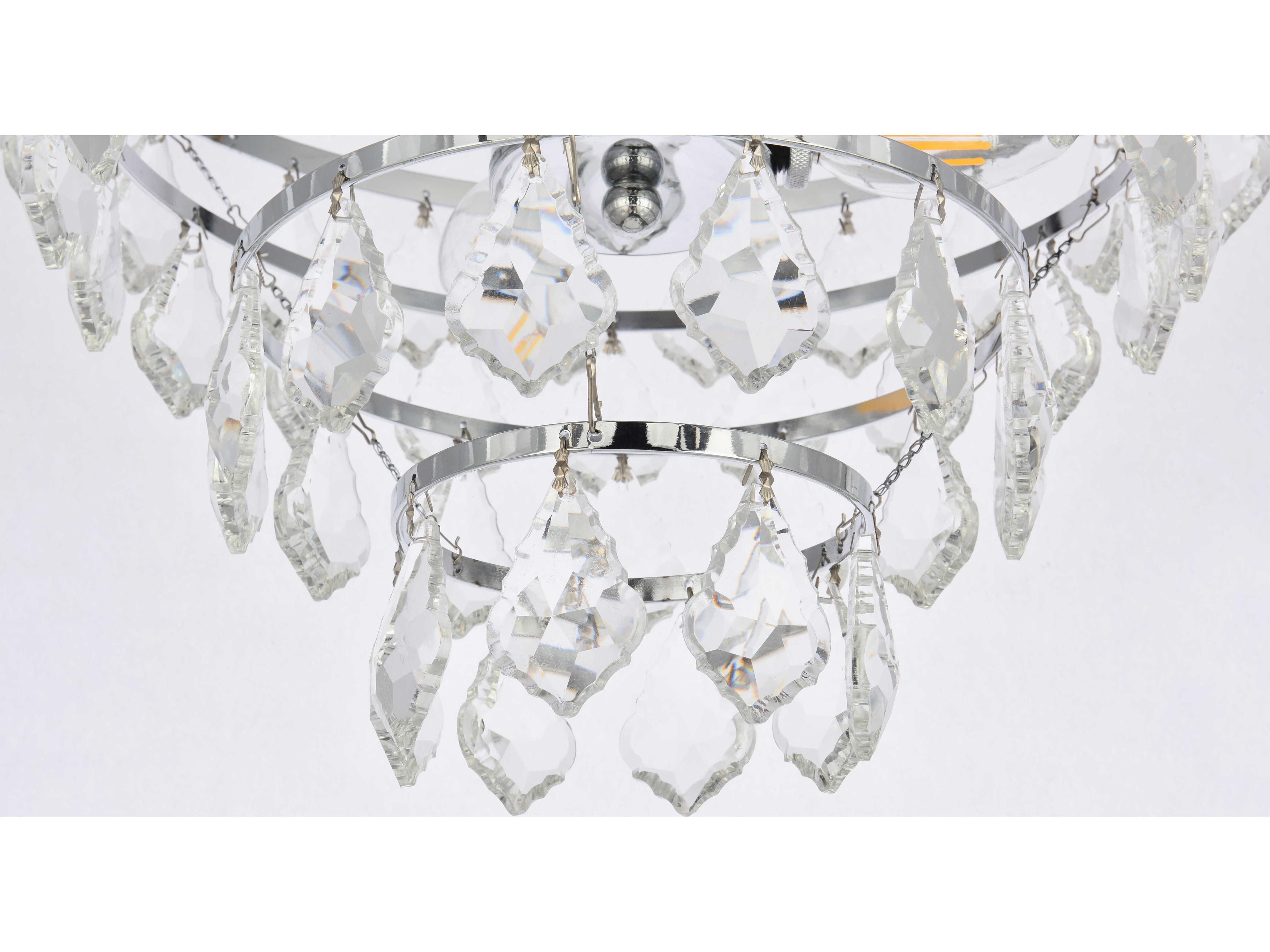 Elegant Lighting Ella 3-Light Chrome Crystal Flush Mount