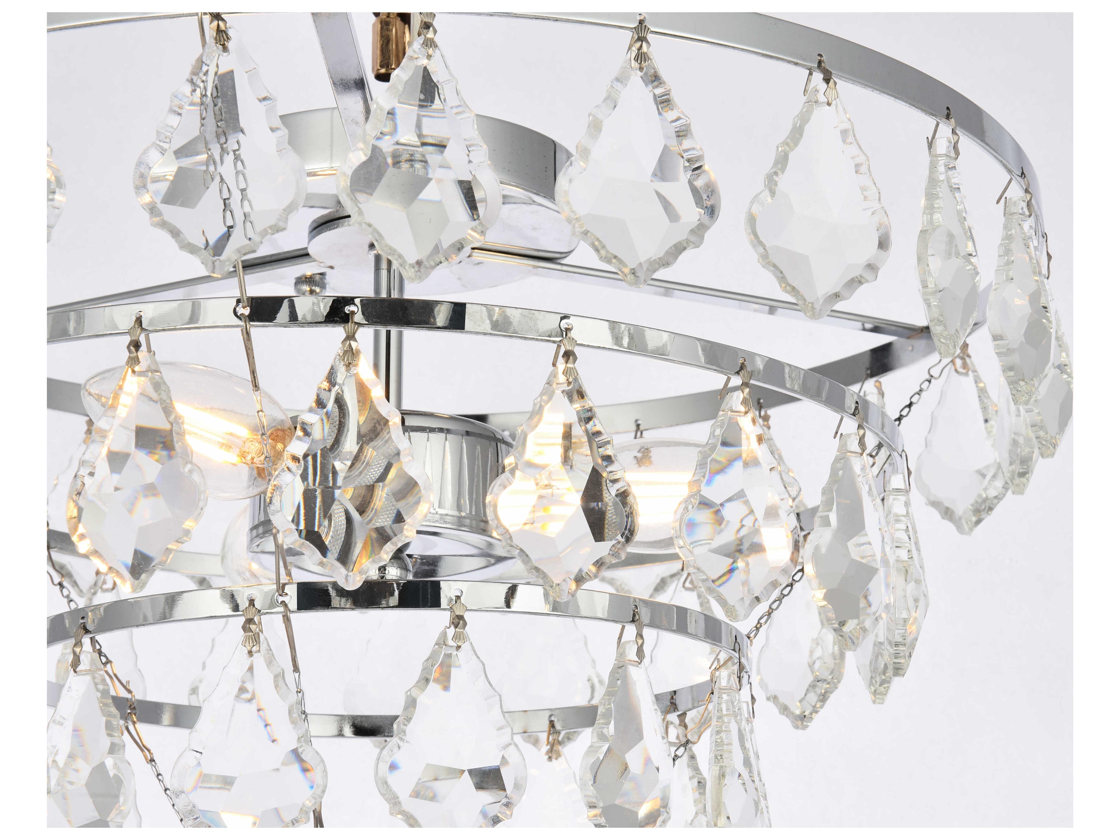 Elegant Lighting Ella 3-Light Chrome Crystal Flush Mount