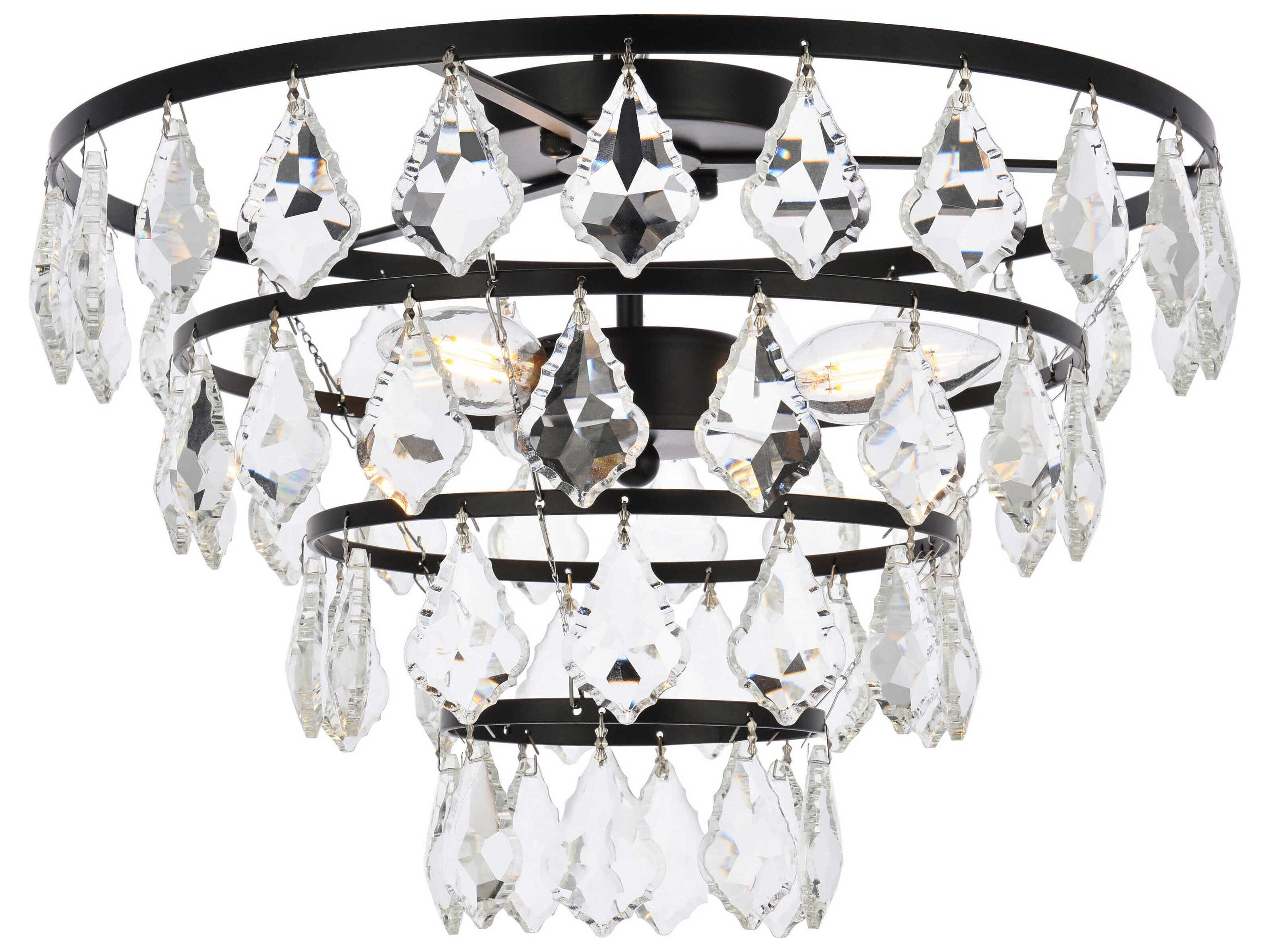 Ella 3-Light Black Crystal Flush Mount