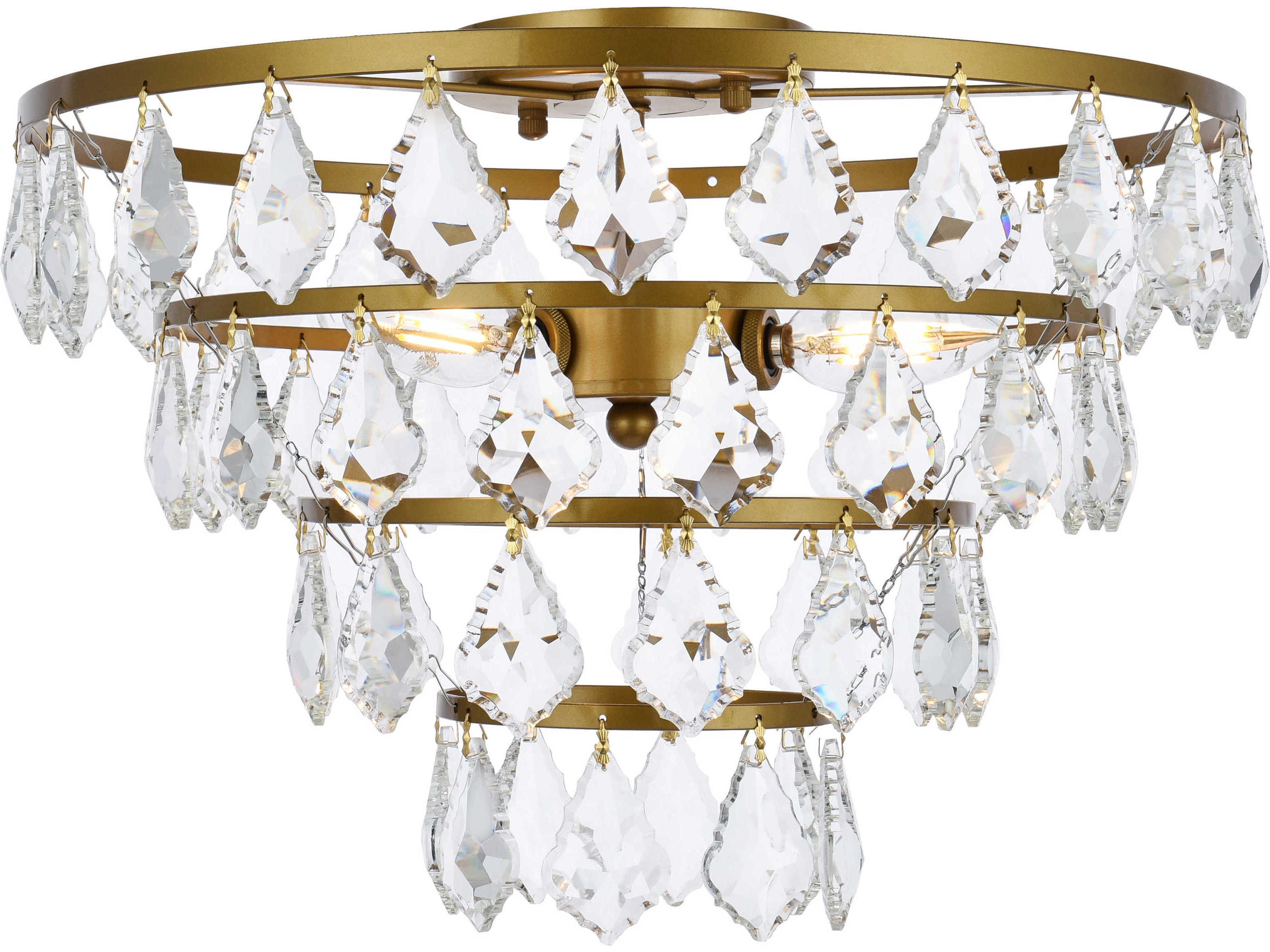 Ella 3-Light Brass Crystal Flush Mount
