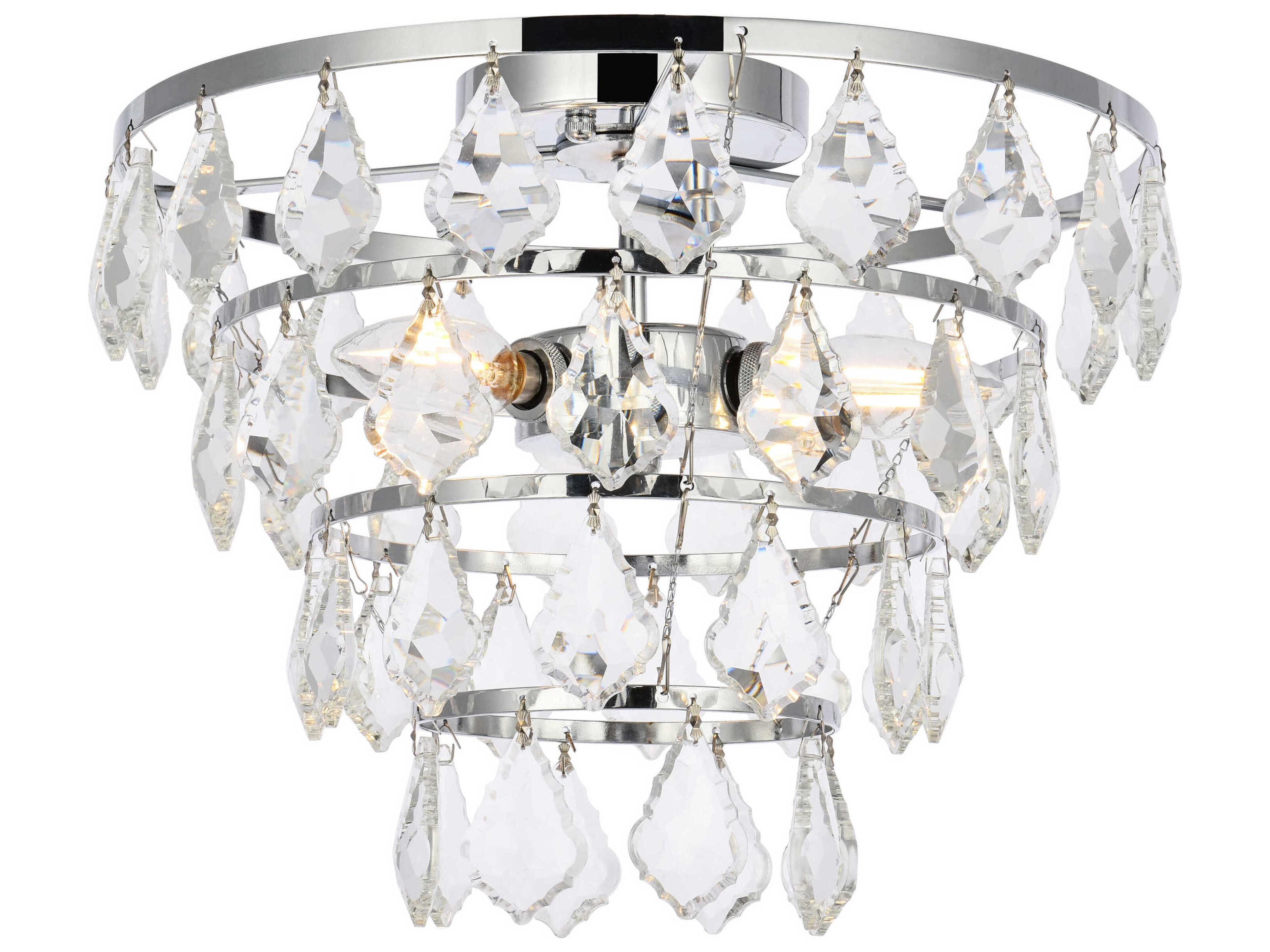 Ella 3-Light Chrome Crystal Flush Mount