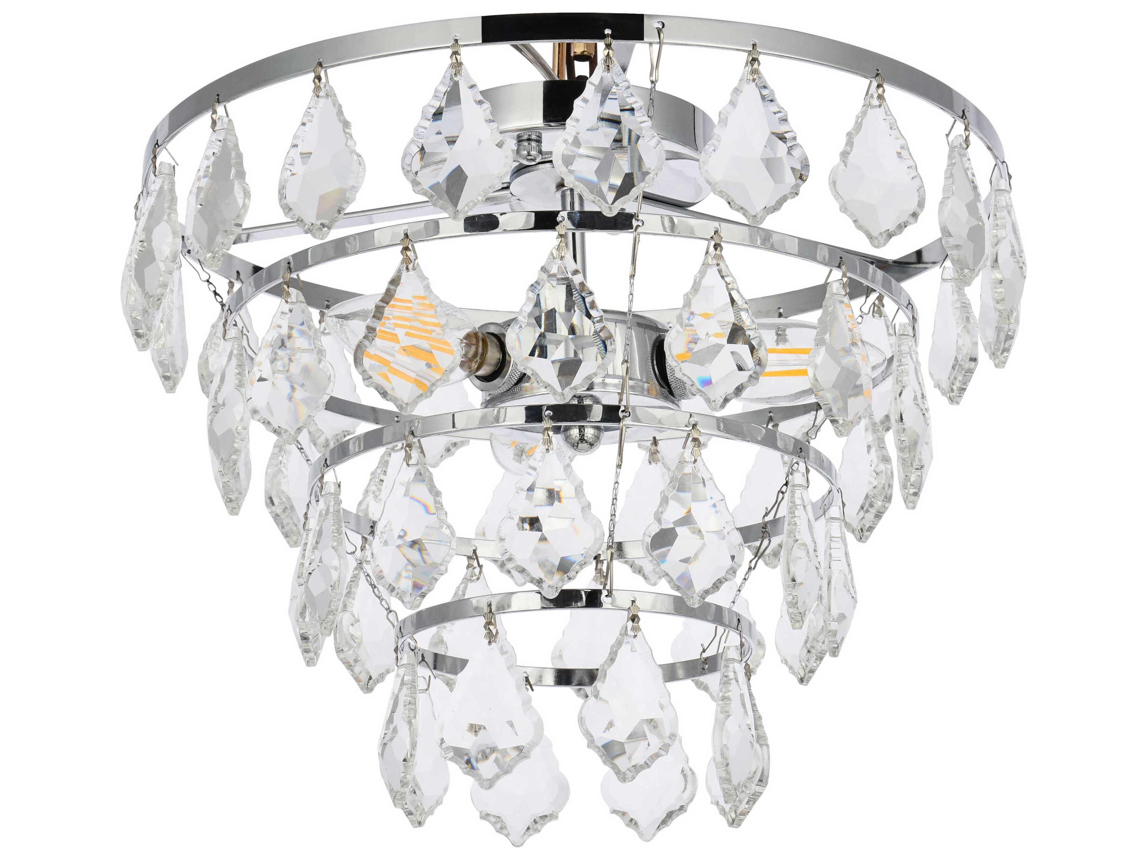 Elegant Lighting Ella 3-Light Chrome Crystal Flush Mount