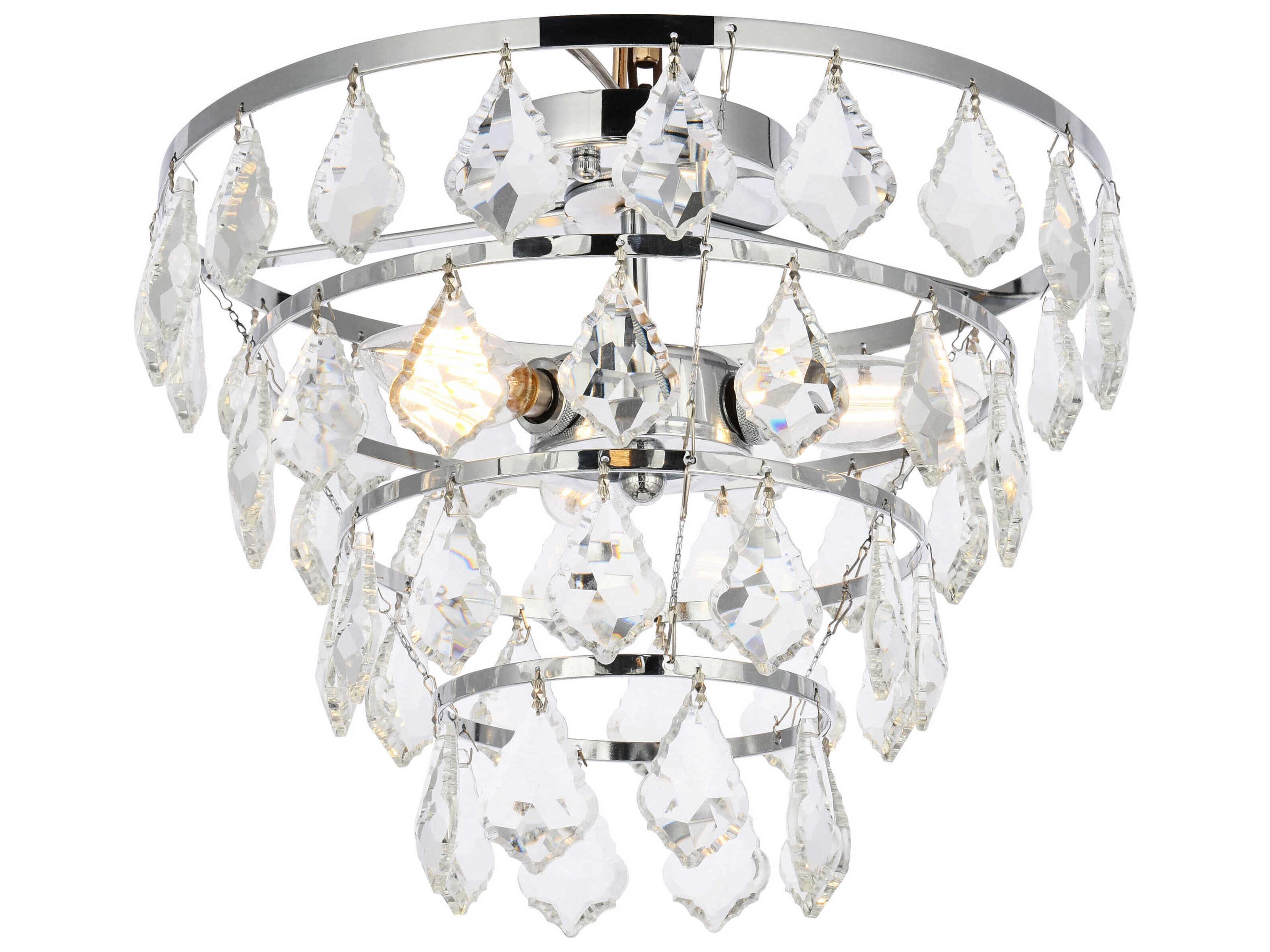 Elegant Lighting Ella 3-Light Chrome Crystal Flush Mount
