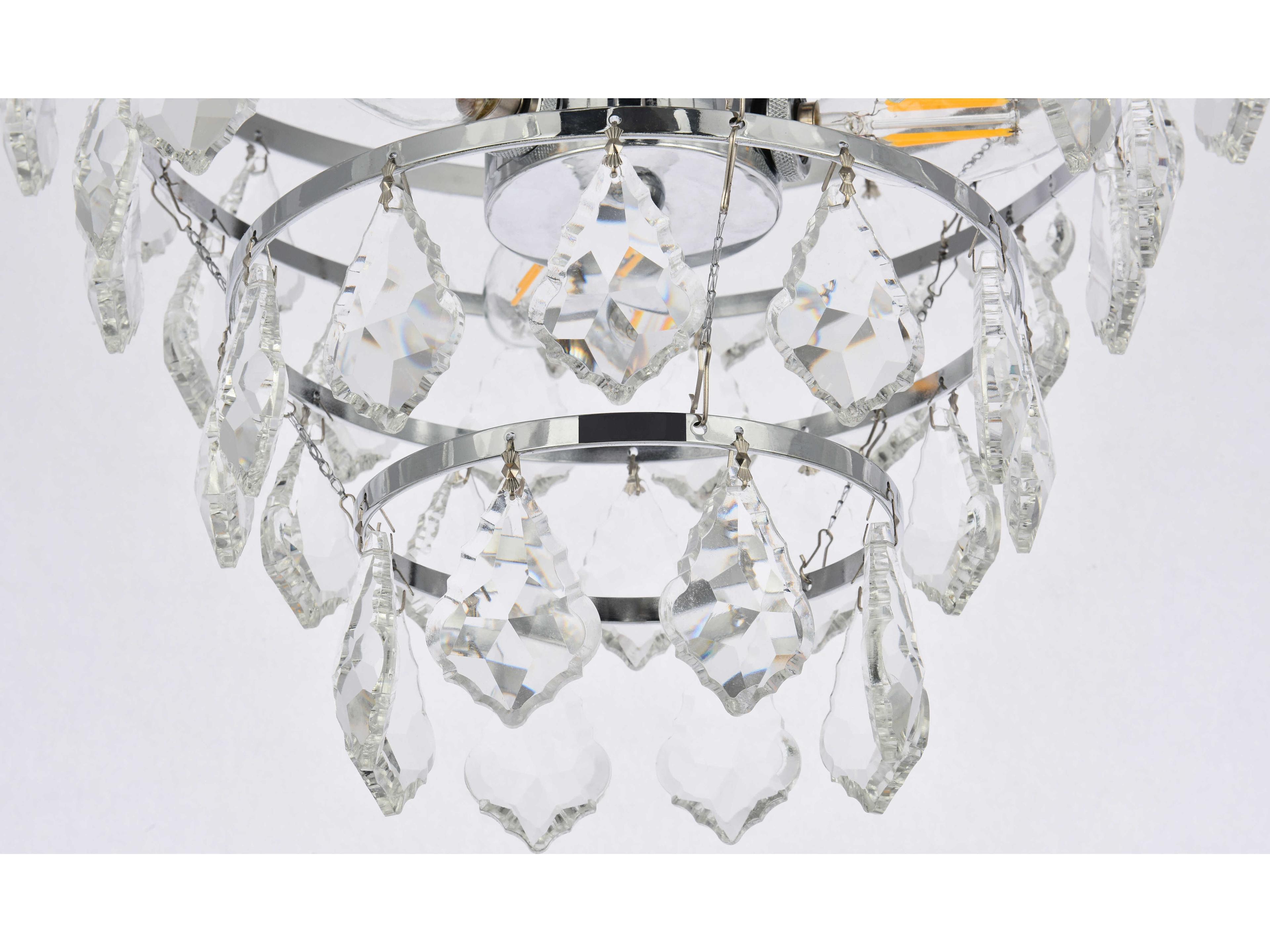 Elegant Lighting Ella 3-Light Chrome Crystal Flush Mount
