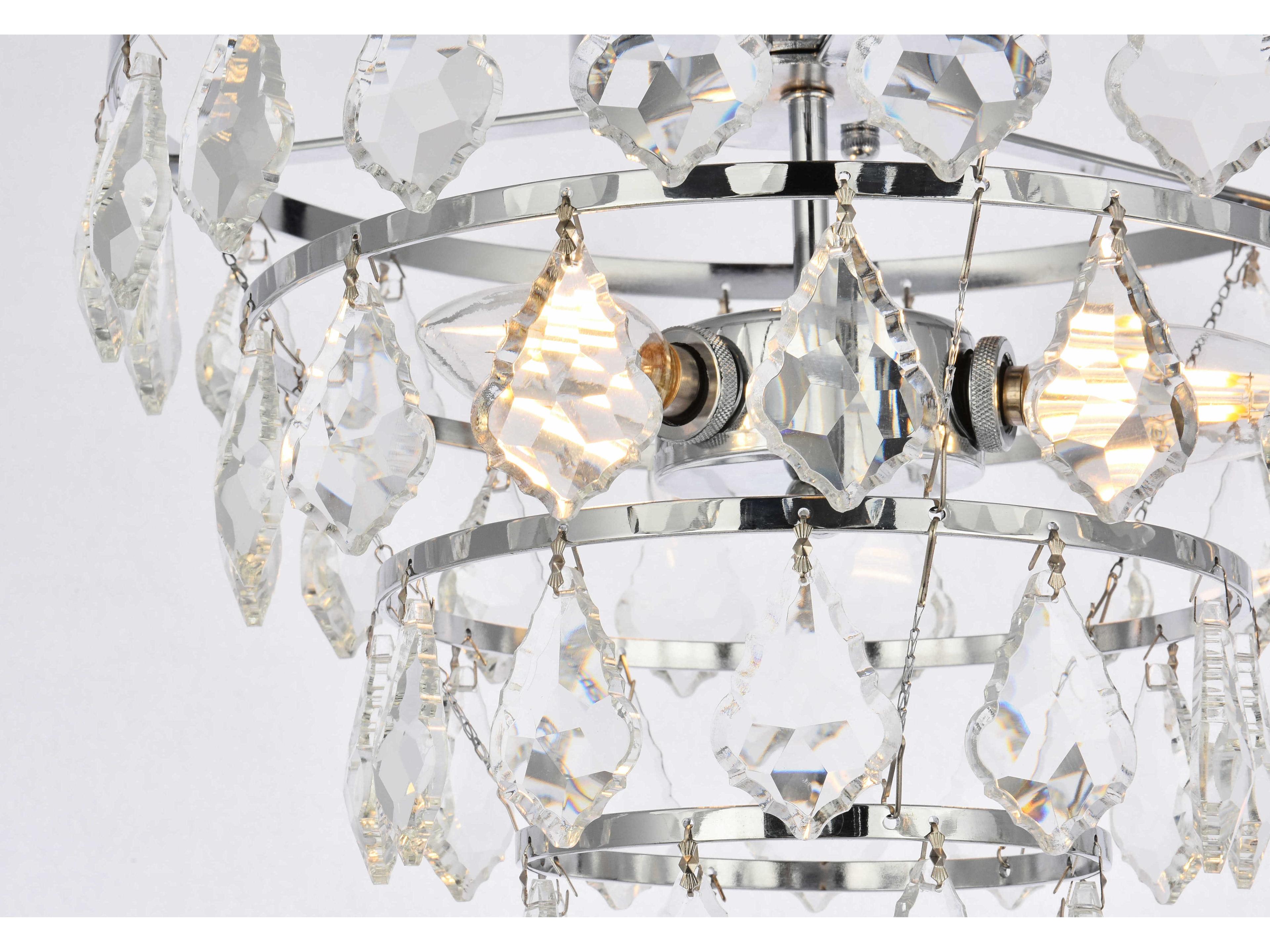 Elegant Lighting Ella 3-Light Chrome Crystal Flush Mount