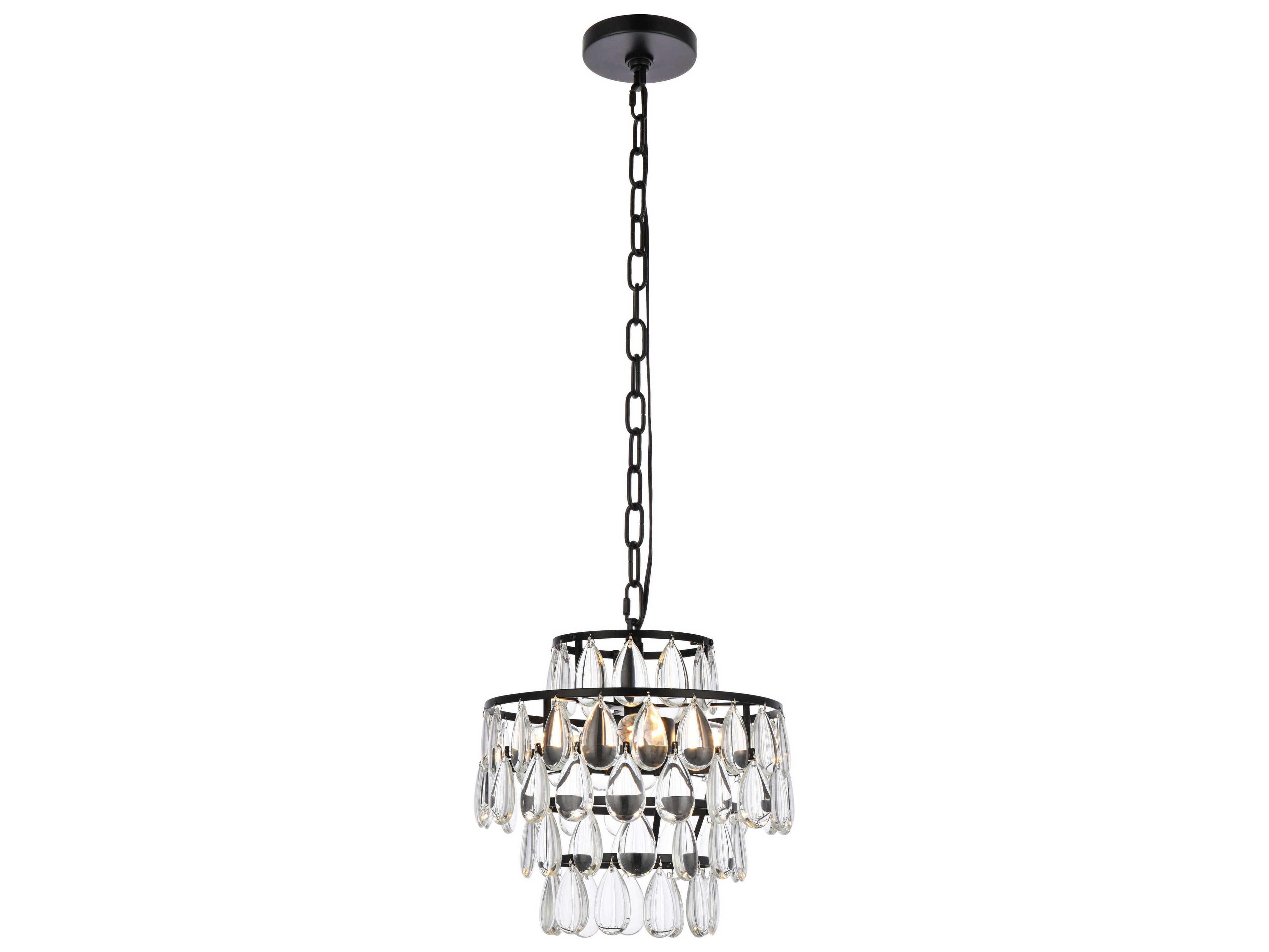 Mila 3-Light Black Crystal Mini Pendant