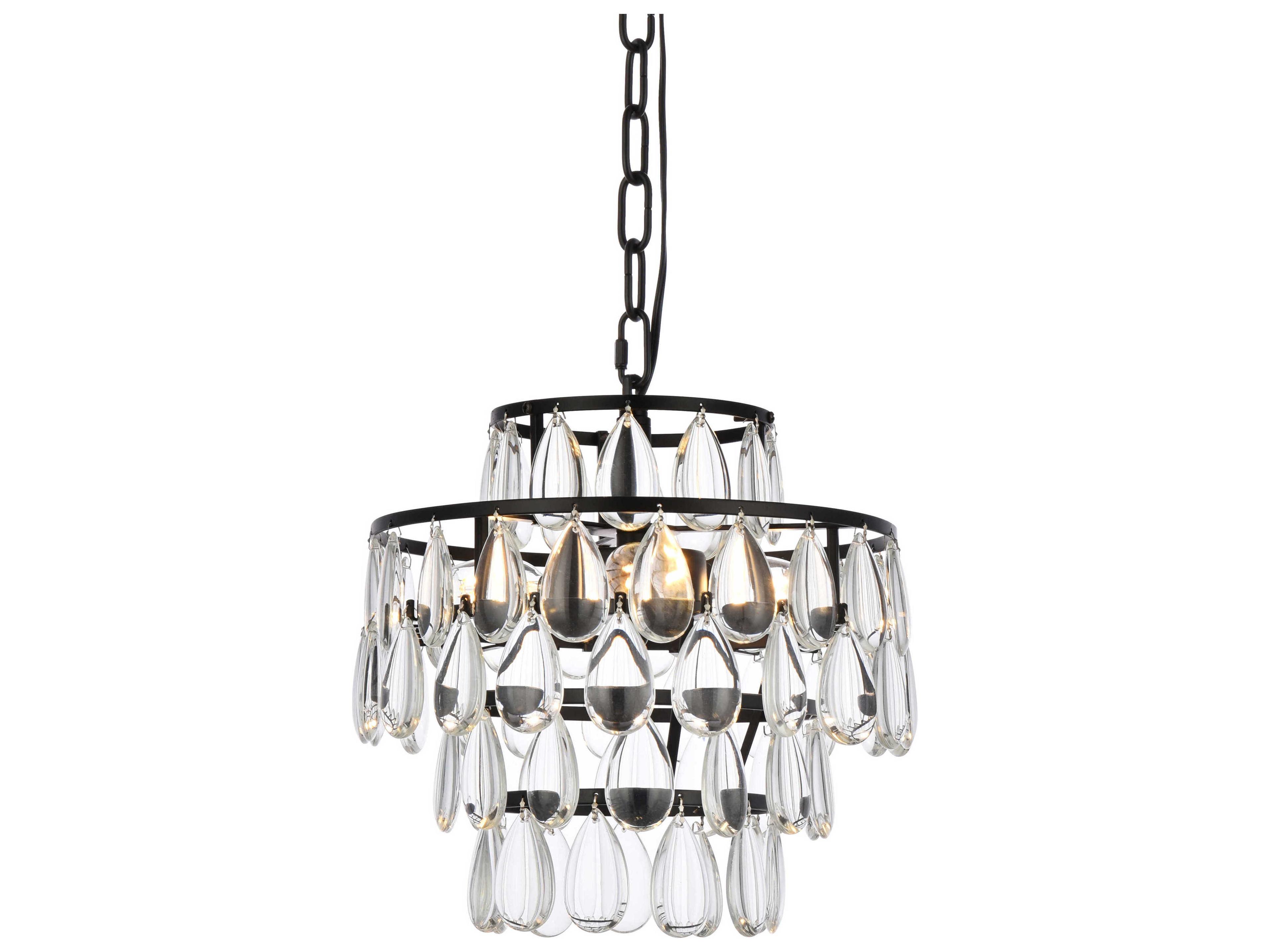 Elegant Lighting Mila 3-Light Black Crystal Mini Pendant