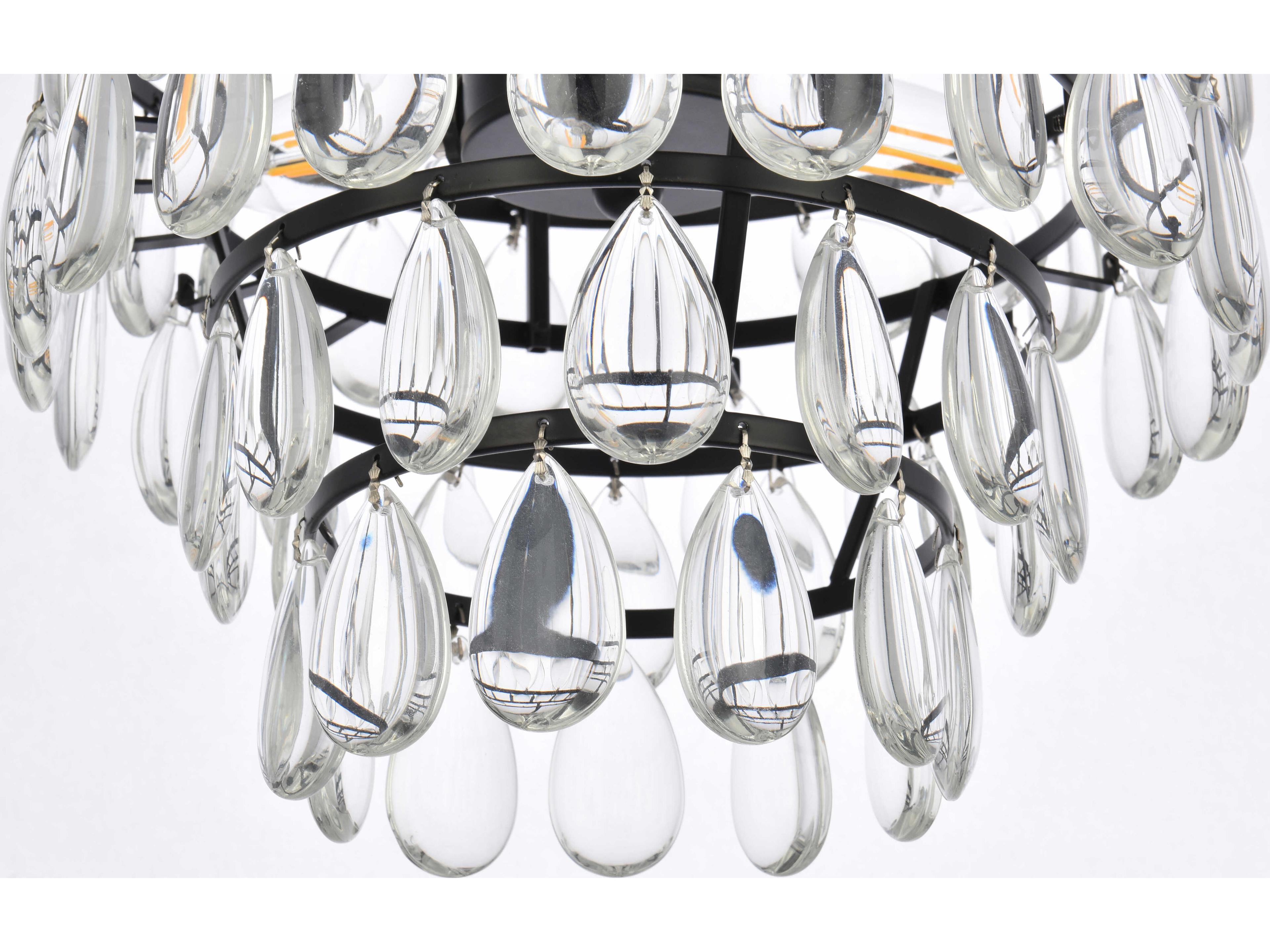 Elegant Lighting Mila 3-Light Black Crystal Mini Pendant