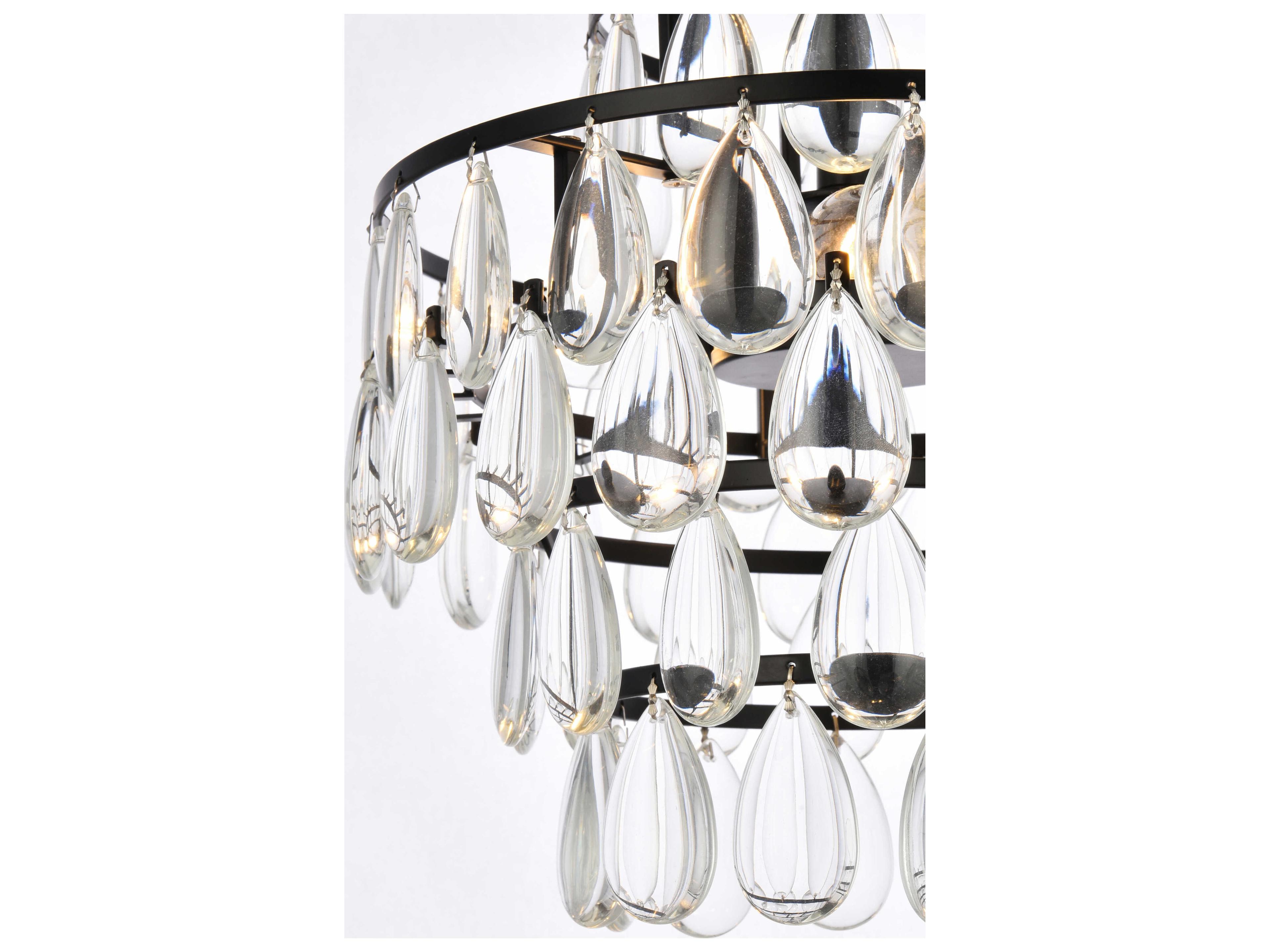 Elegant Lighting Mila 3-Light Black Crystal Mini Pendant