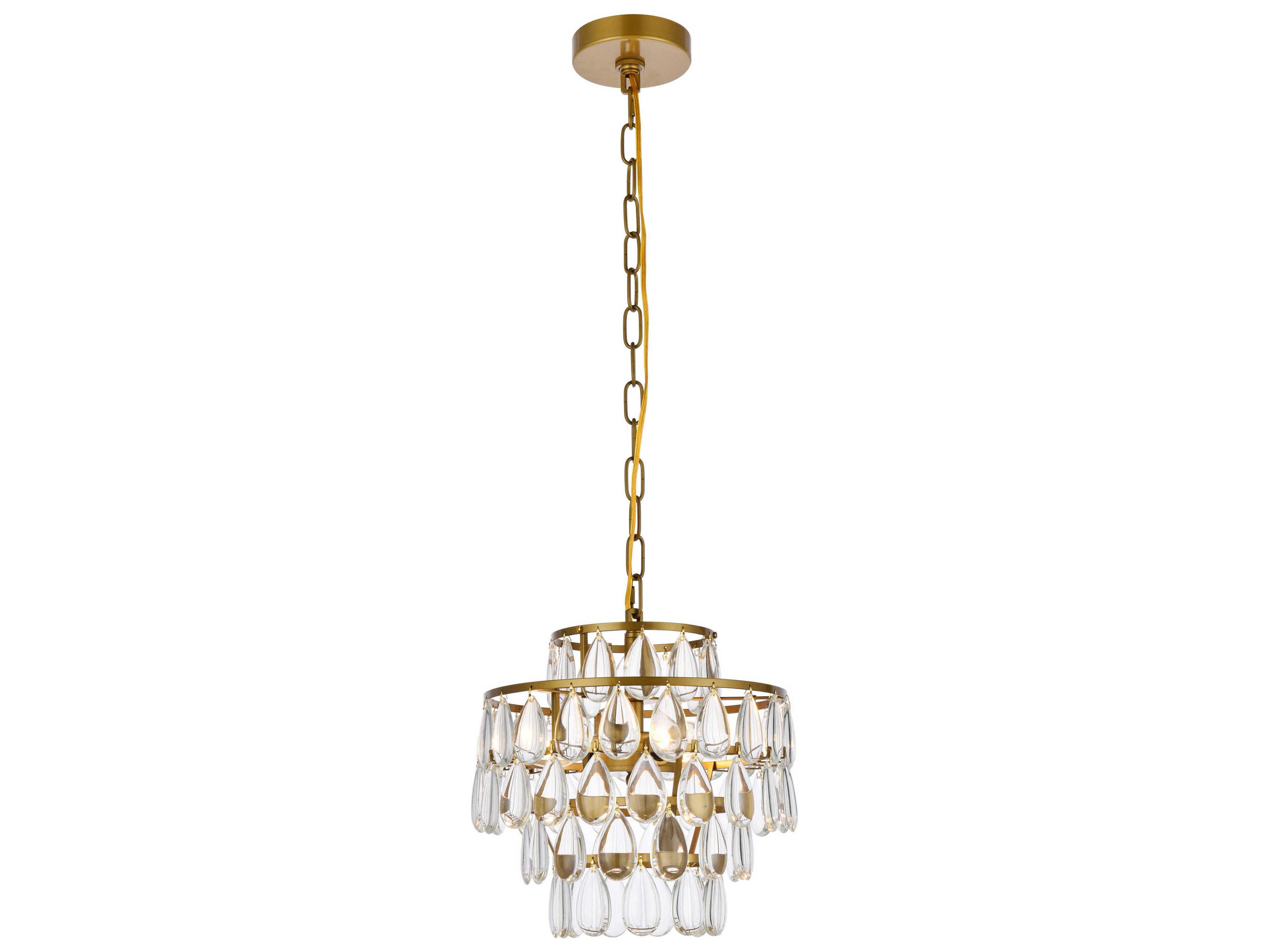 Mila 3-Light Brass Crystal Mini Pendant