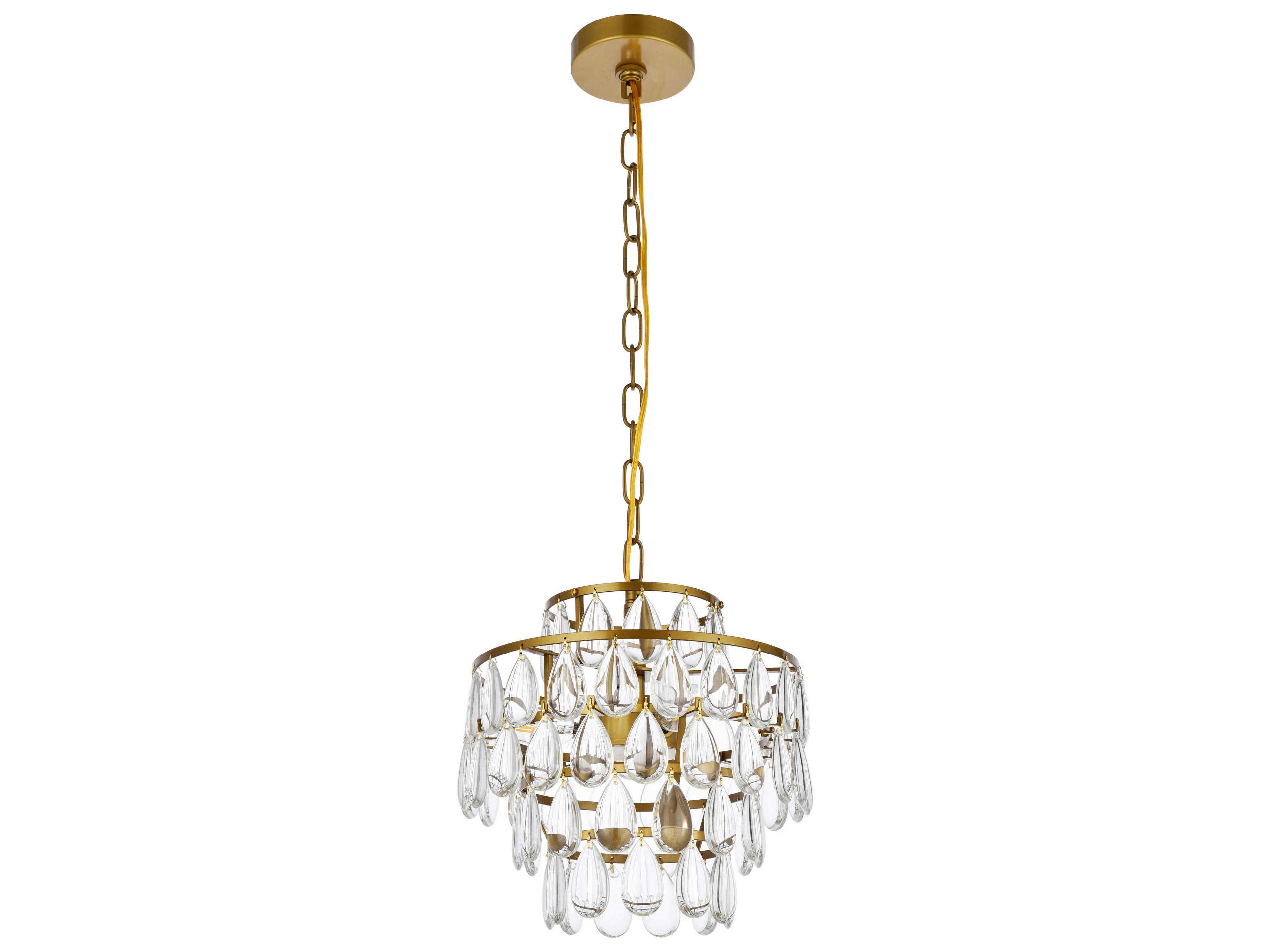 Elegant Lighting Mila 3-Light Brass Crystal Mini Pendant