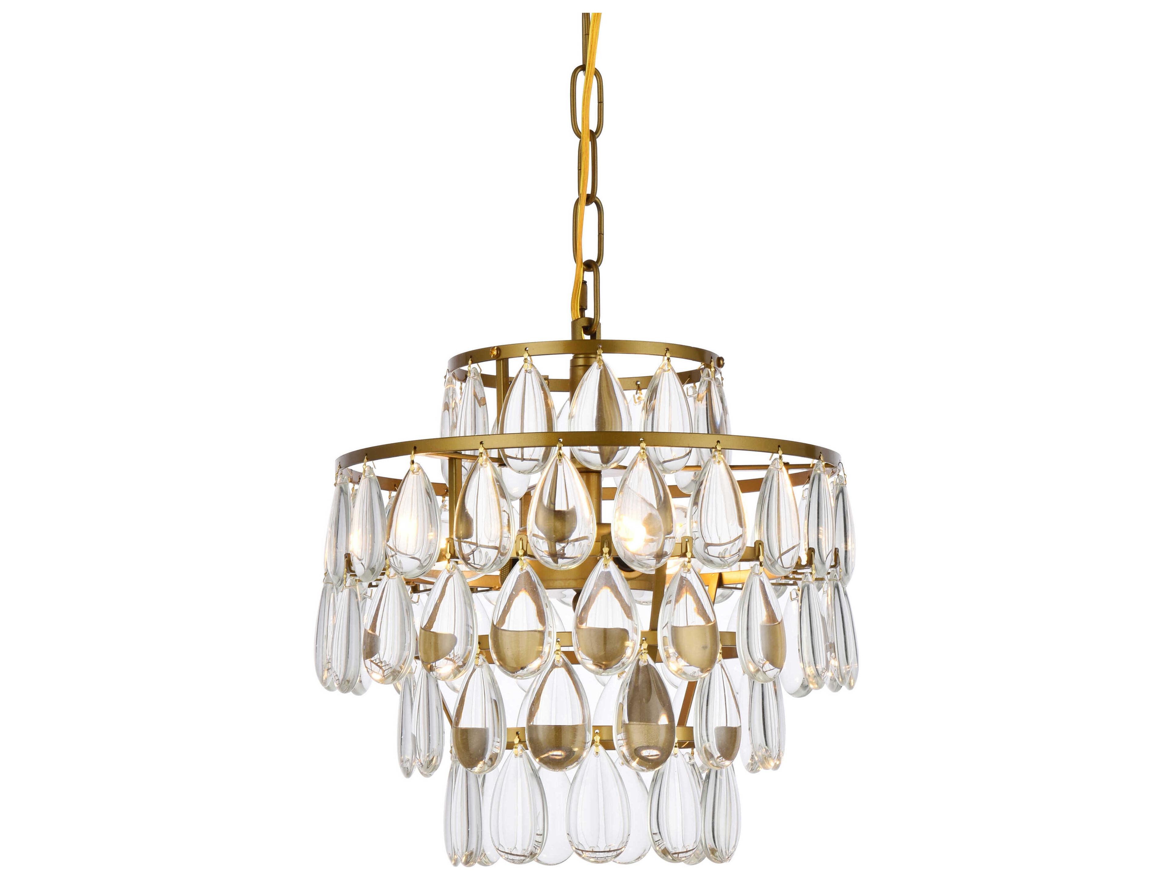 Elegant Lighting Mila 3-Light Brass Crystal Mini Pendant
