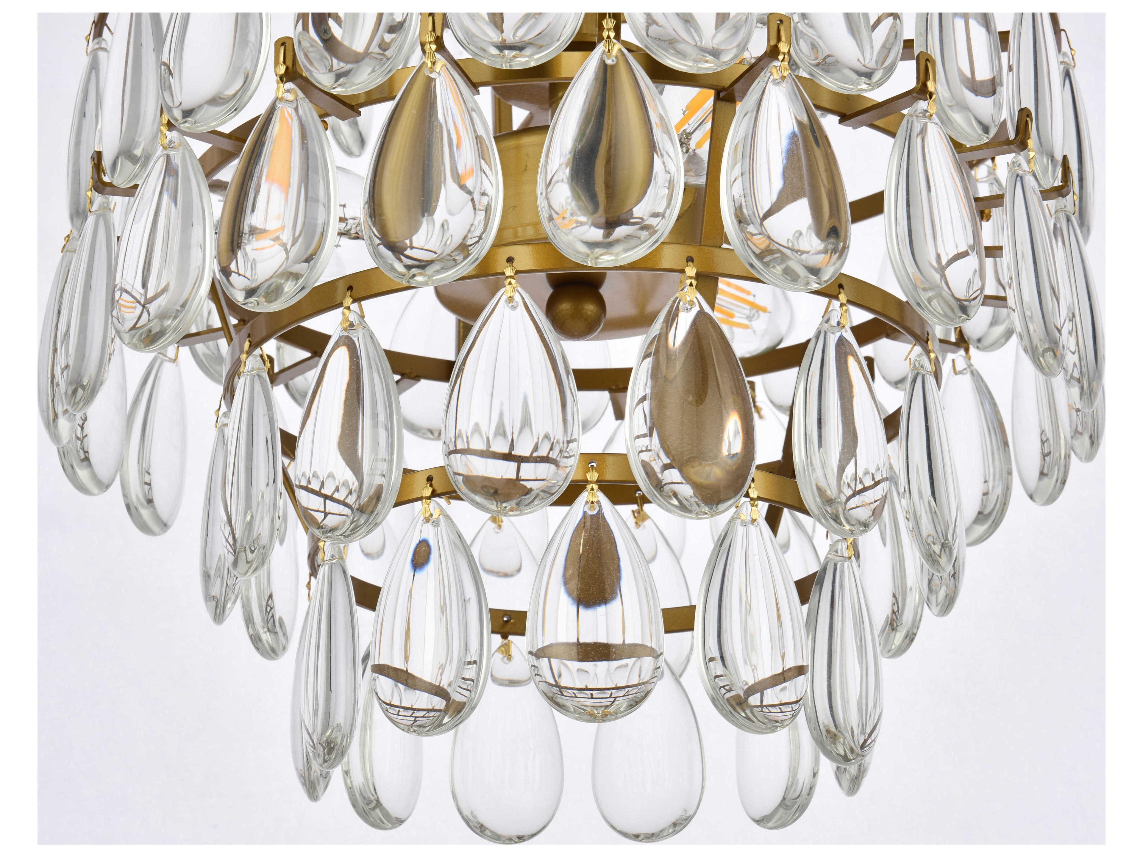 Elegant Lighting Mila 3-Light Brass Crystal Mini Pendant