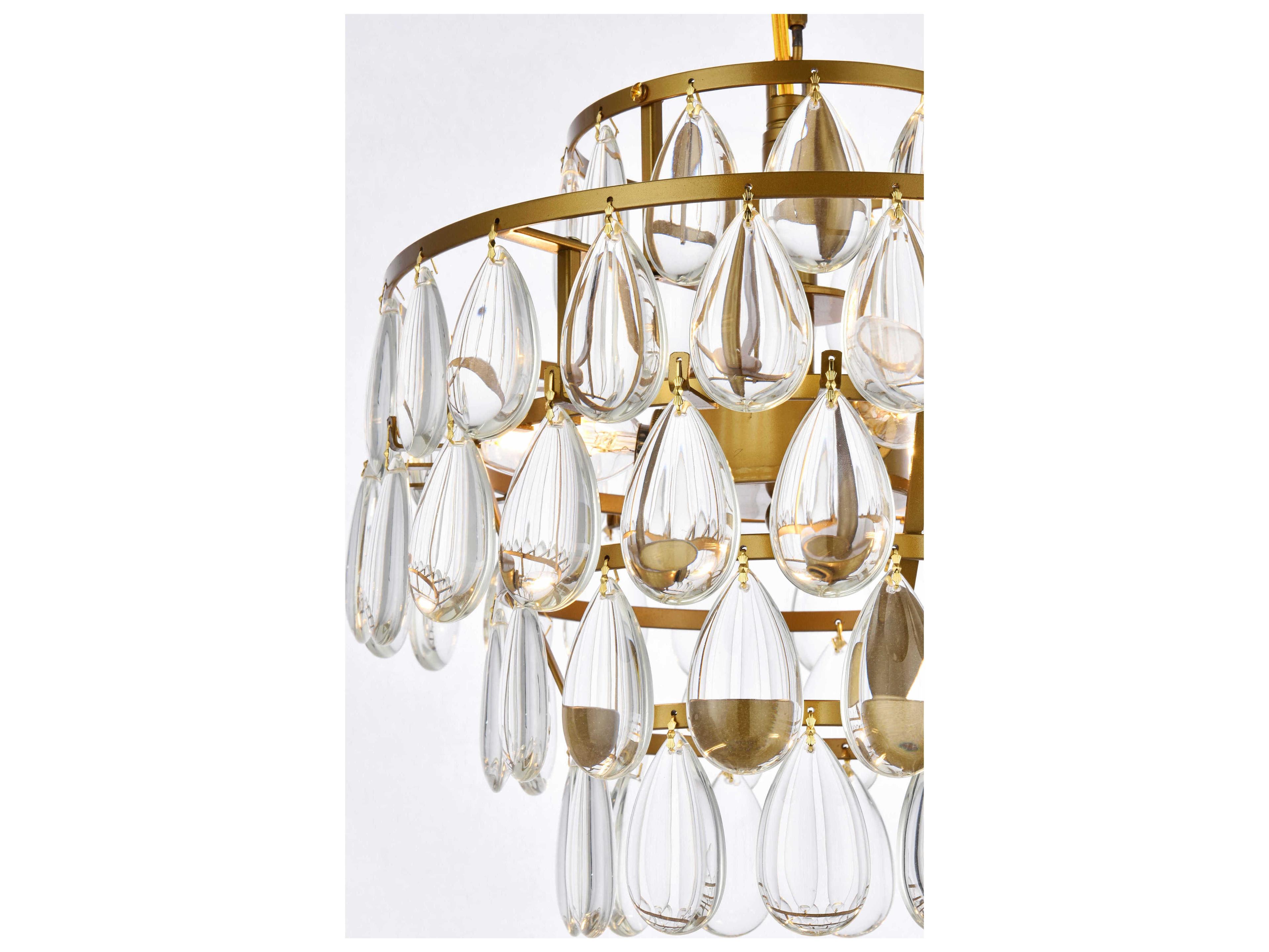 Elegant Lighting Mila 3-Light Brass Crystal Mini Pendant